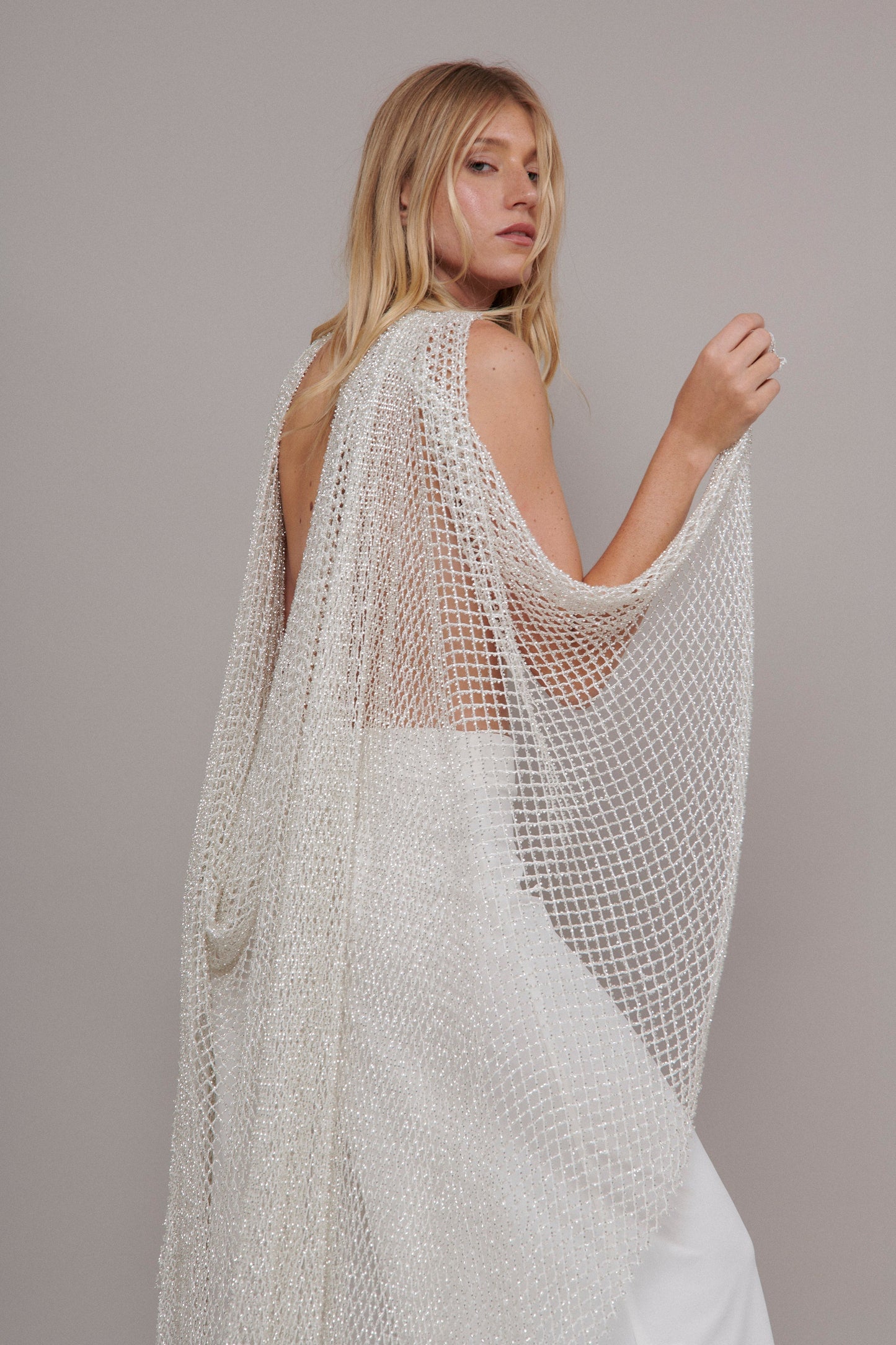 S0564 EMBROIDERY NET WITH SILVER BEADS