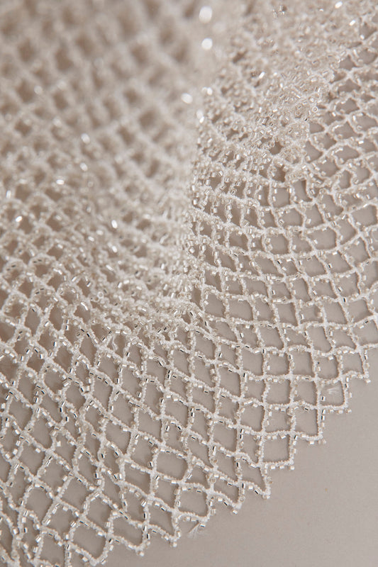S0564 EMBROIDERY NET WITH SILVER BEADS