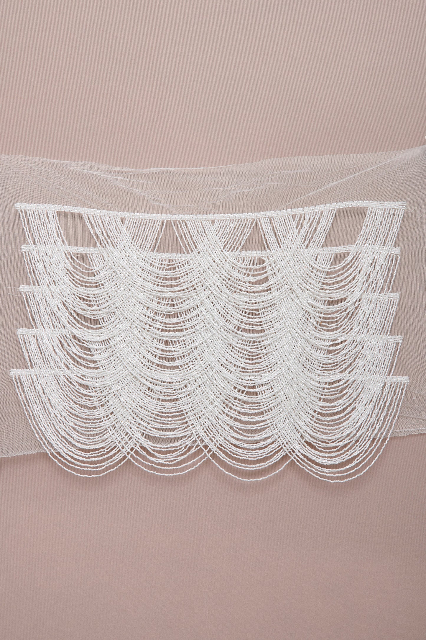 S0586 - EMBROIDERY TULLE WITH OFF WHITE BEADS