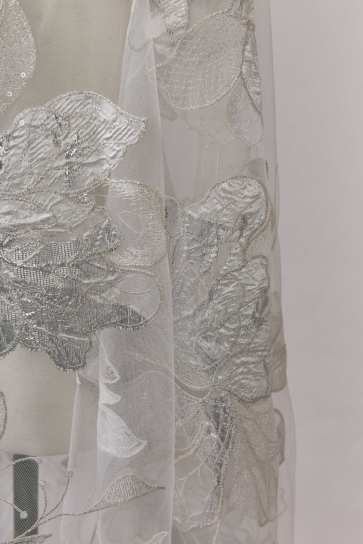 S0629 EMBROIDERY TULLE WITH JACQUARD FLOWERS