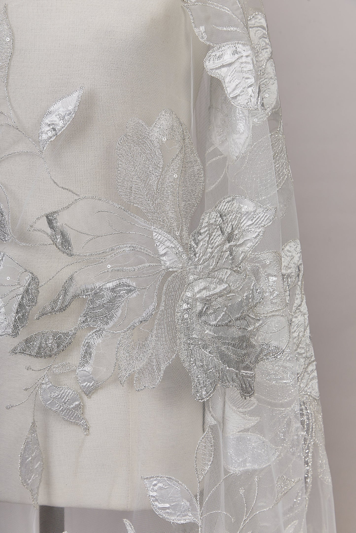 S0629 EMBROIDERY TULLE WITH JACQUARD FLOWERS