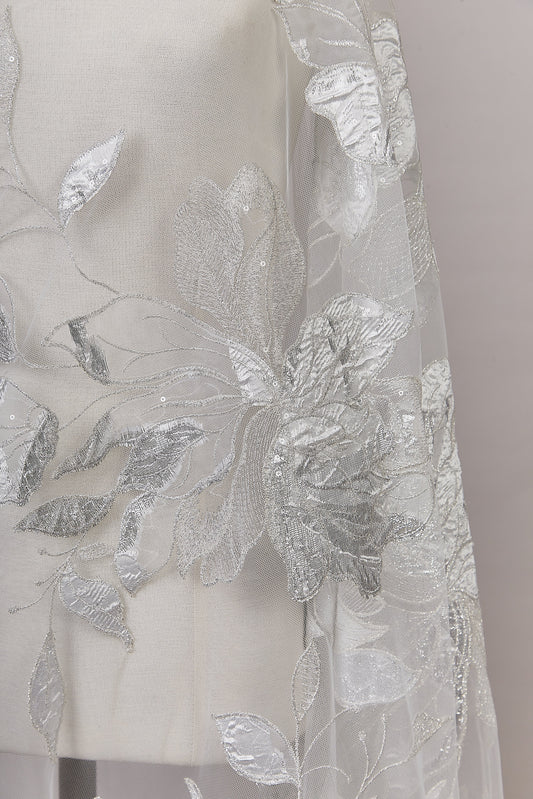 S0629 EMBROIDERY TULLE WITH JACQUARD FLOWERS