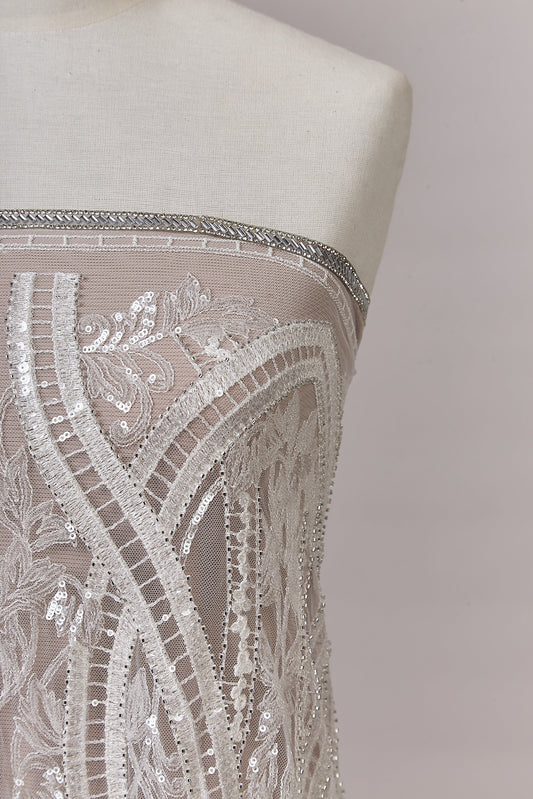 S0632 EMBROIDERY TULLE WITH SEQUINS AND BEADS