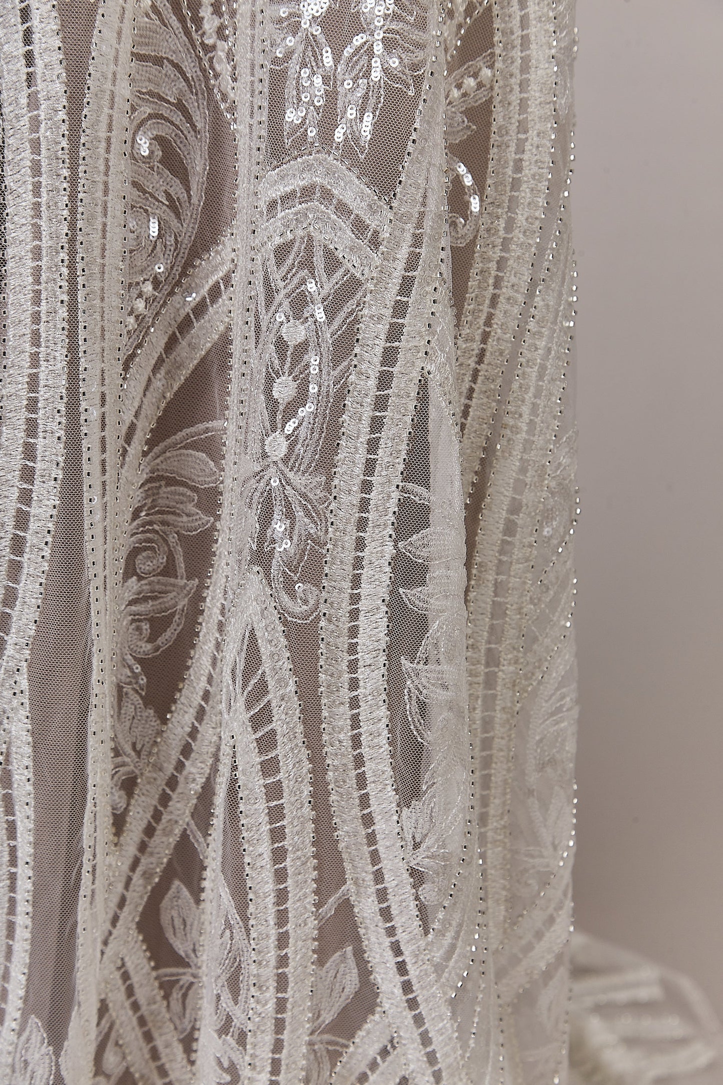 S0632 EMBROIDERY TULLE WITH SEQUINS AND BEADS