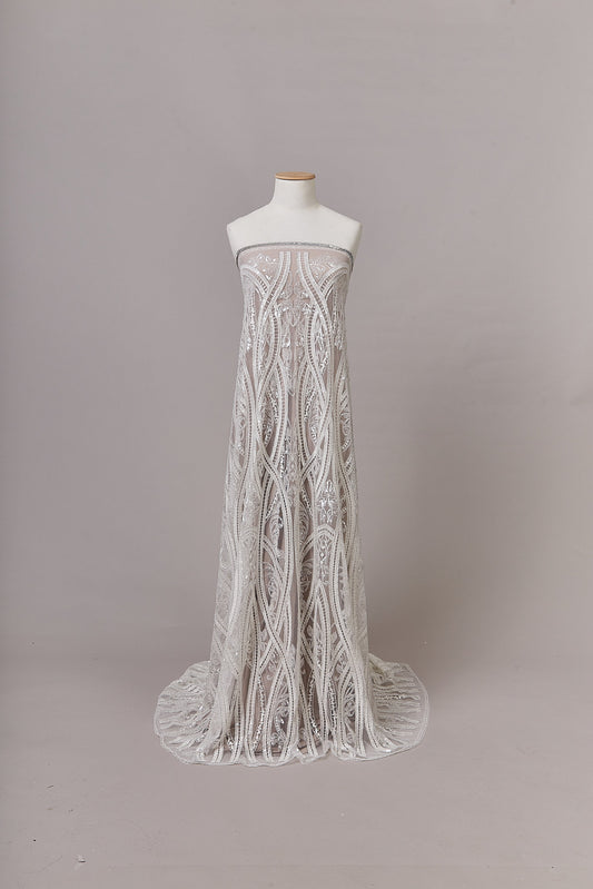 S0632 EMBROIDERY TULLE WITH SEQUINS AND BEADS