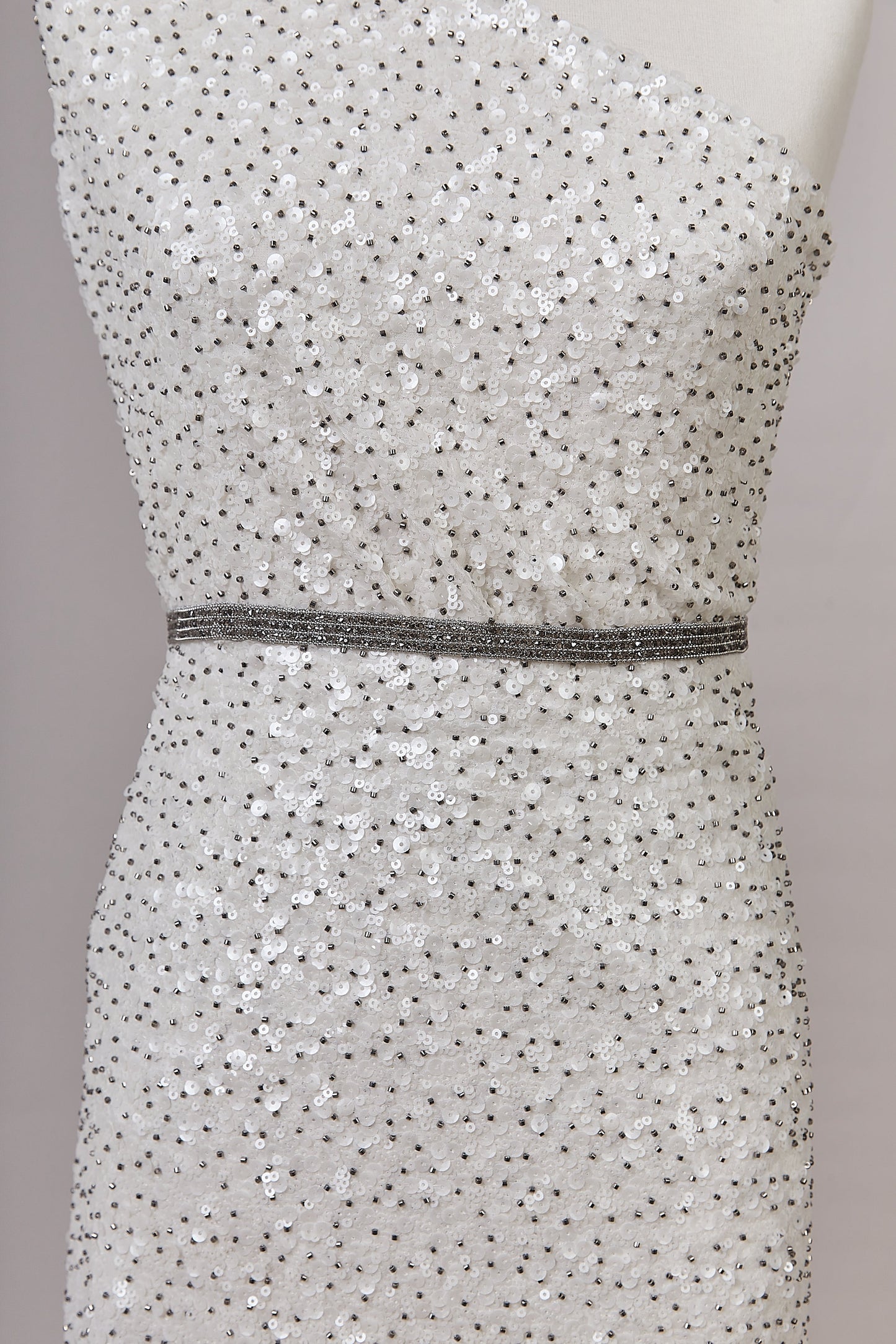 S0633 EMBROIDERY CHIFFON WITH SEQUINS AND PEWTER BEADS