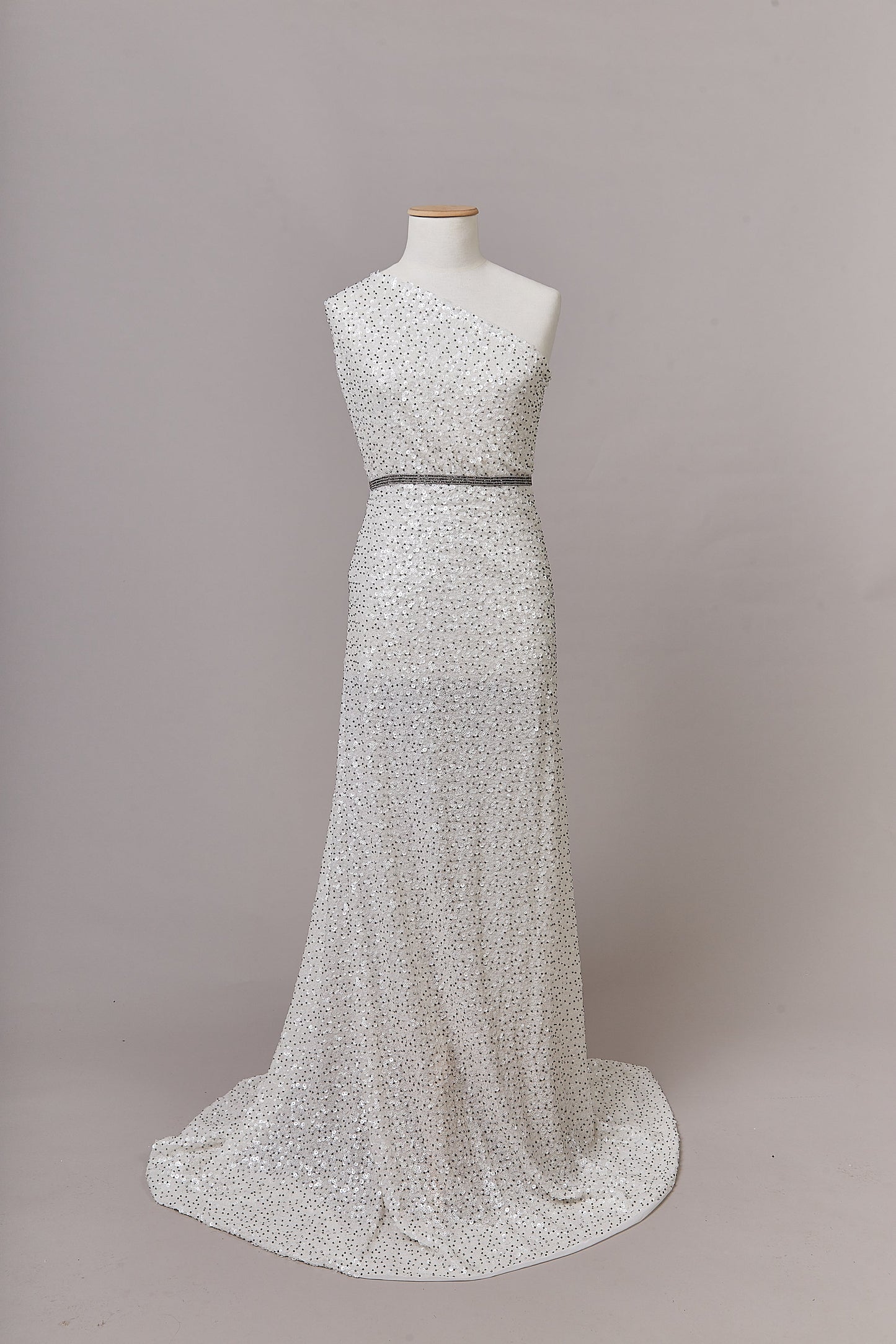 S0633 EMBROIDERY CHIFFON WITH SEQUINS AND PEWTER BEADS