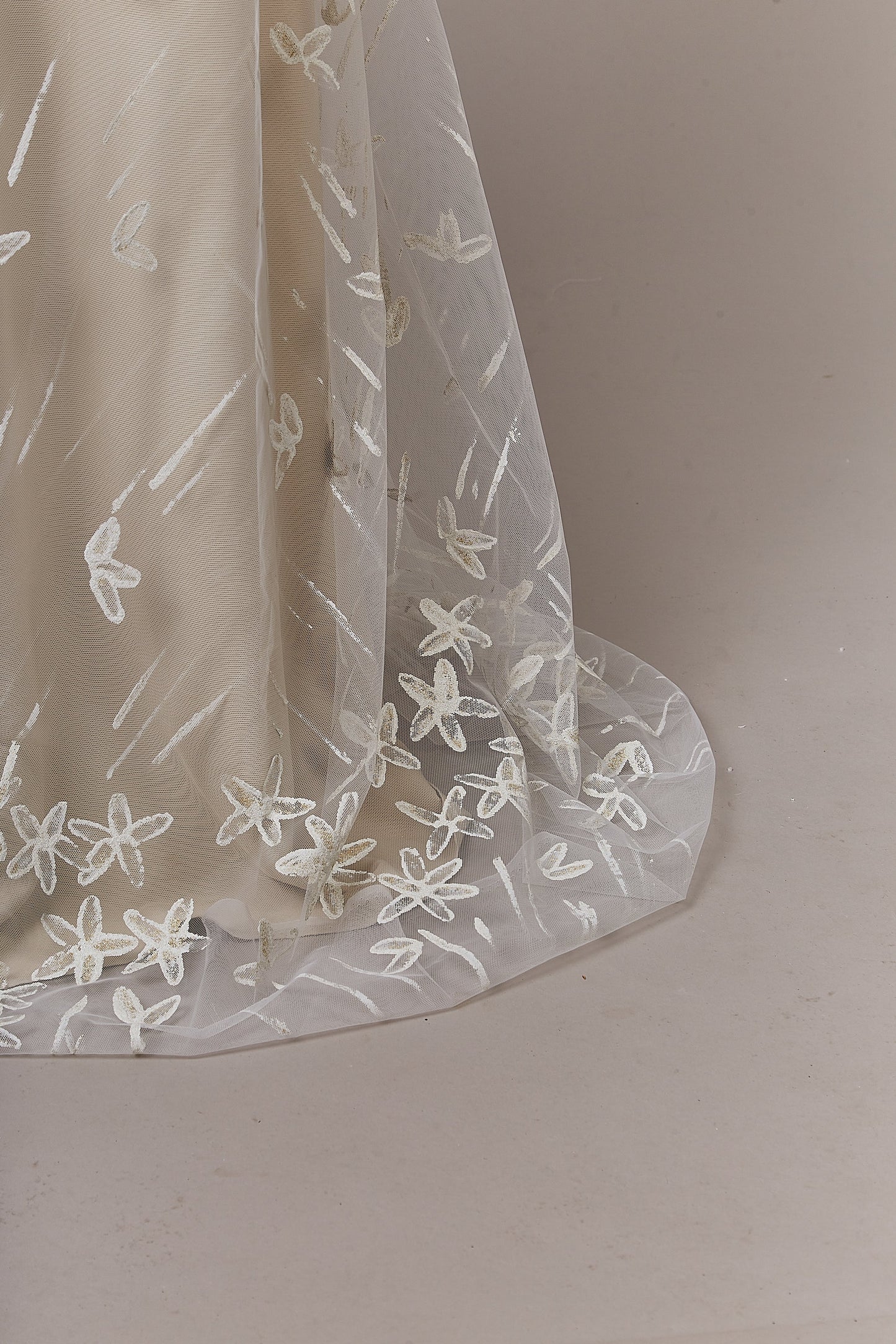 S0639 TULLE WITH HAND PAINTED FLOWERS