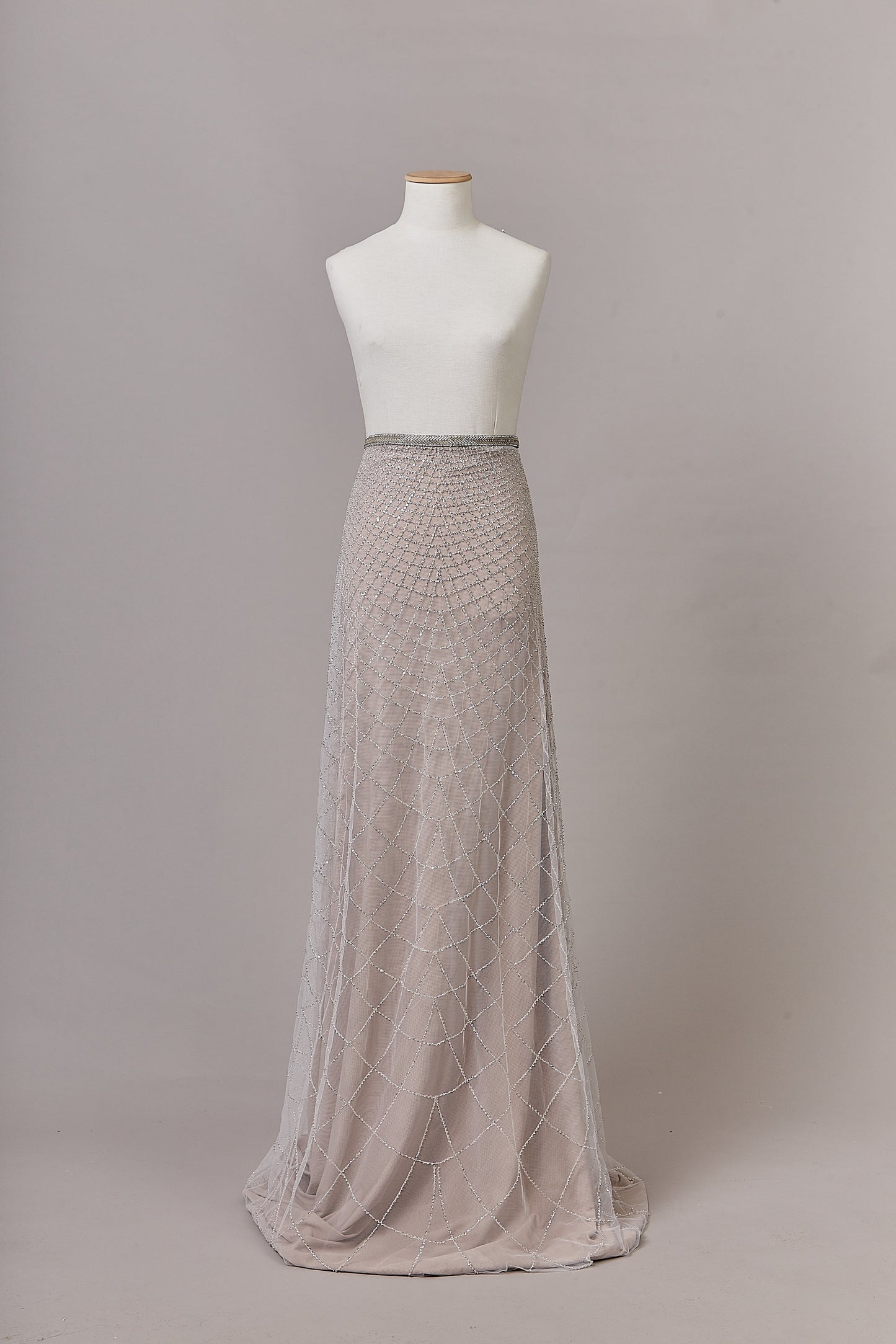 S0645 EMBROIDERY TULLE WITH SILVER BEADS