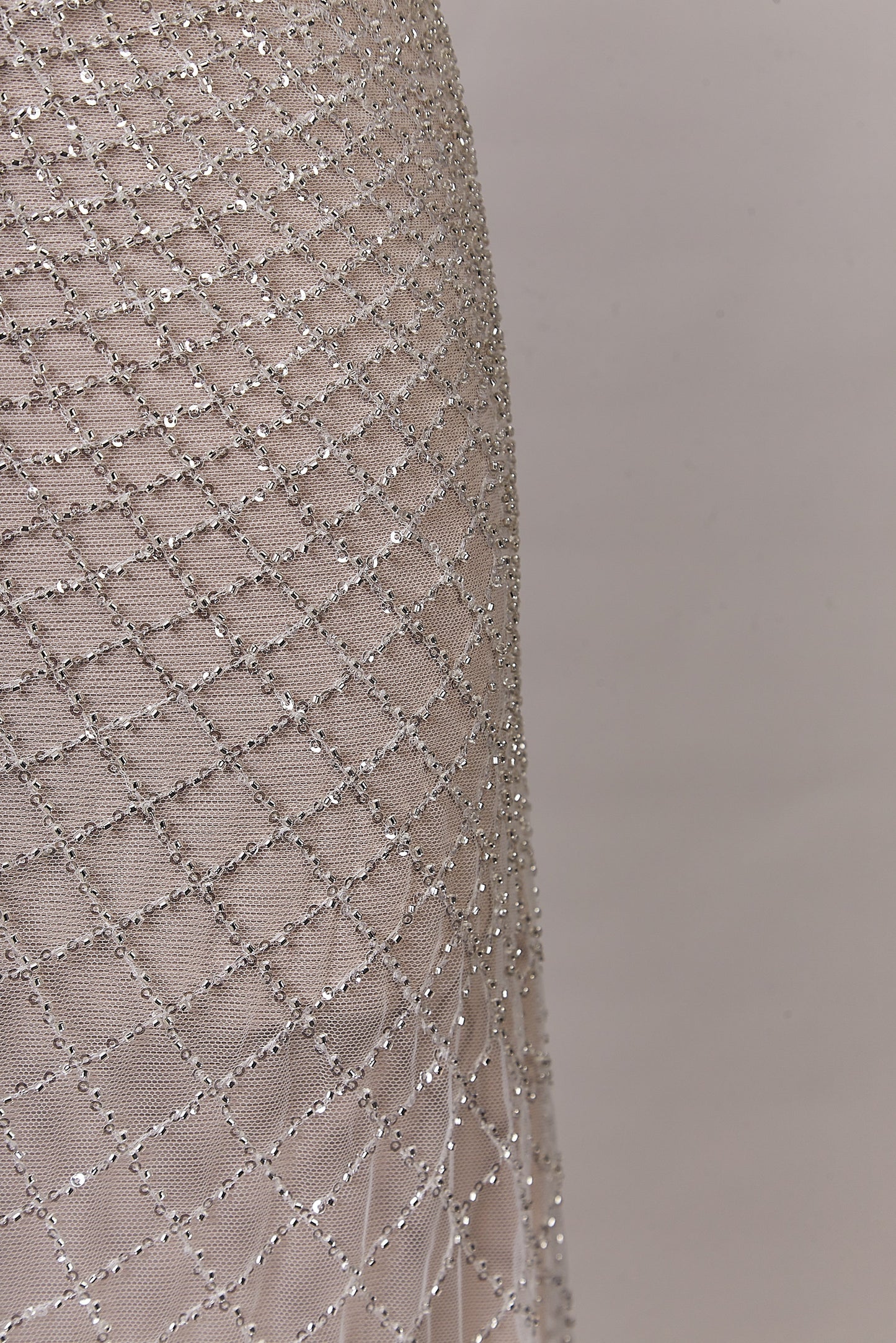 S0645 EMBROIDERY TULLE WITH SILVER BEADS