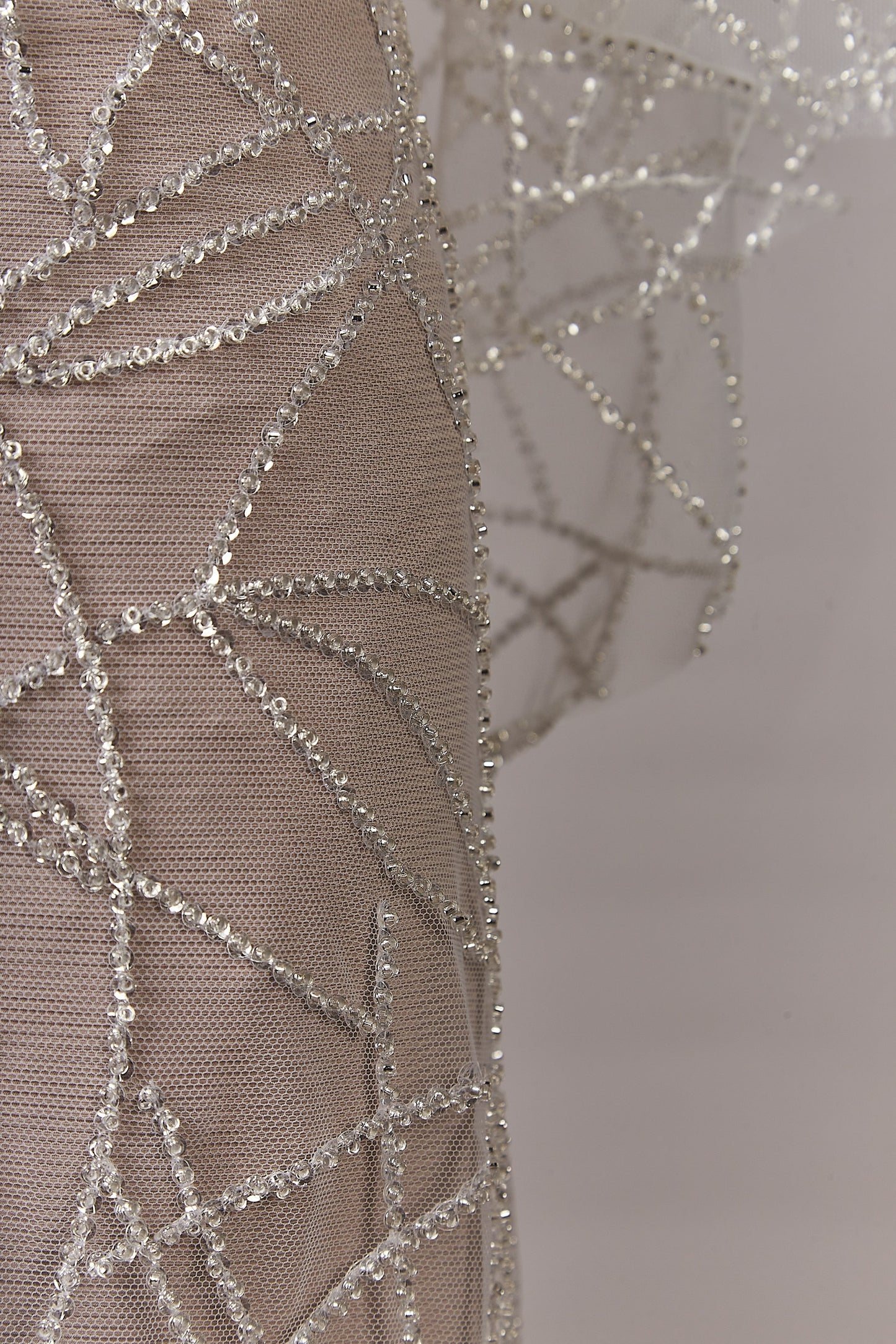 S0646 EMBROIDERY TULLE WITH SILVER BEADS