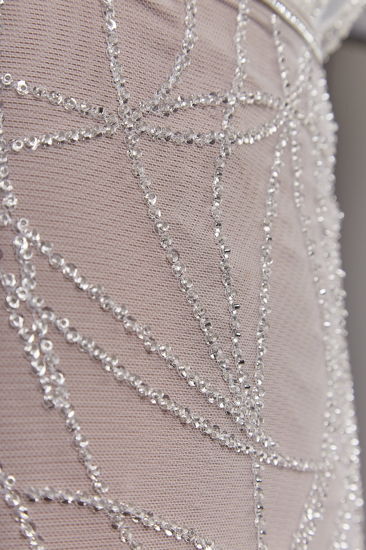 S0646 EMBROIDERY TULLE WITH SILVER BEADS