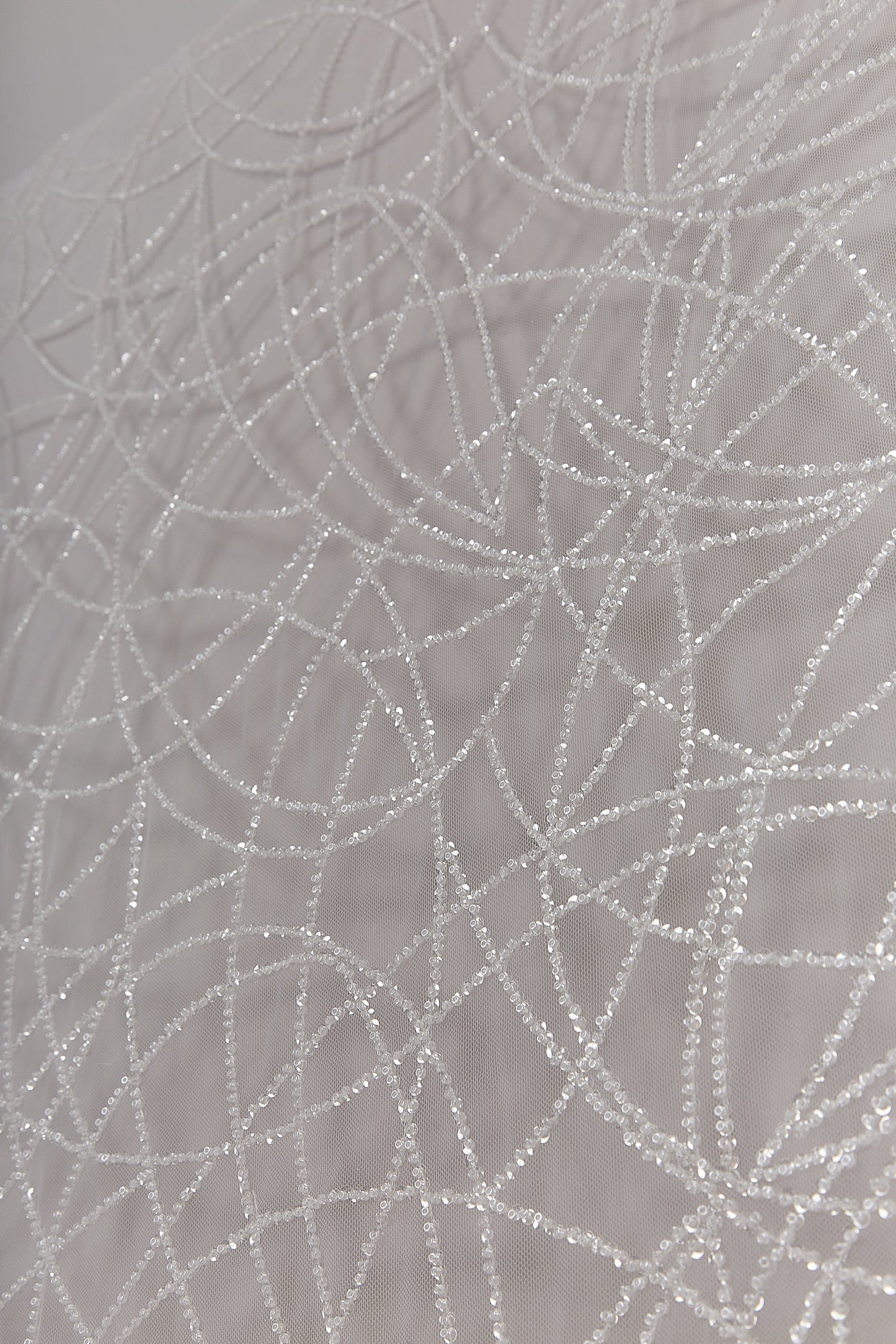 S0646 EMBROIDERY TULLE WITH WHITE BEADS