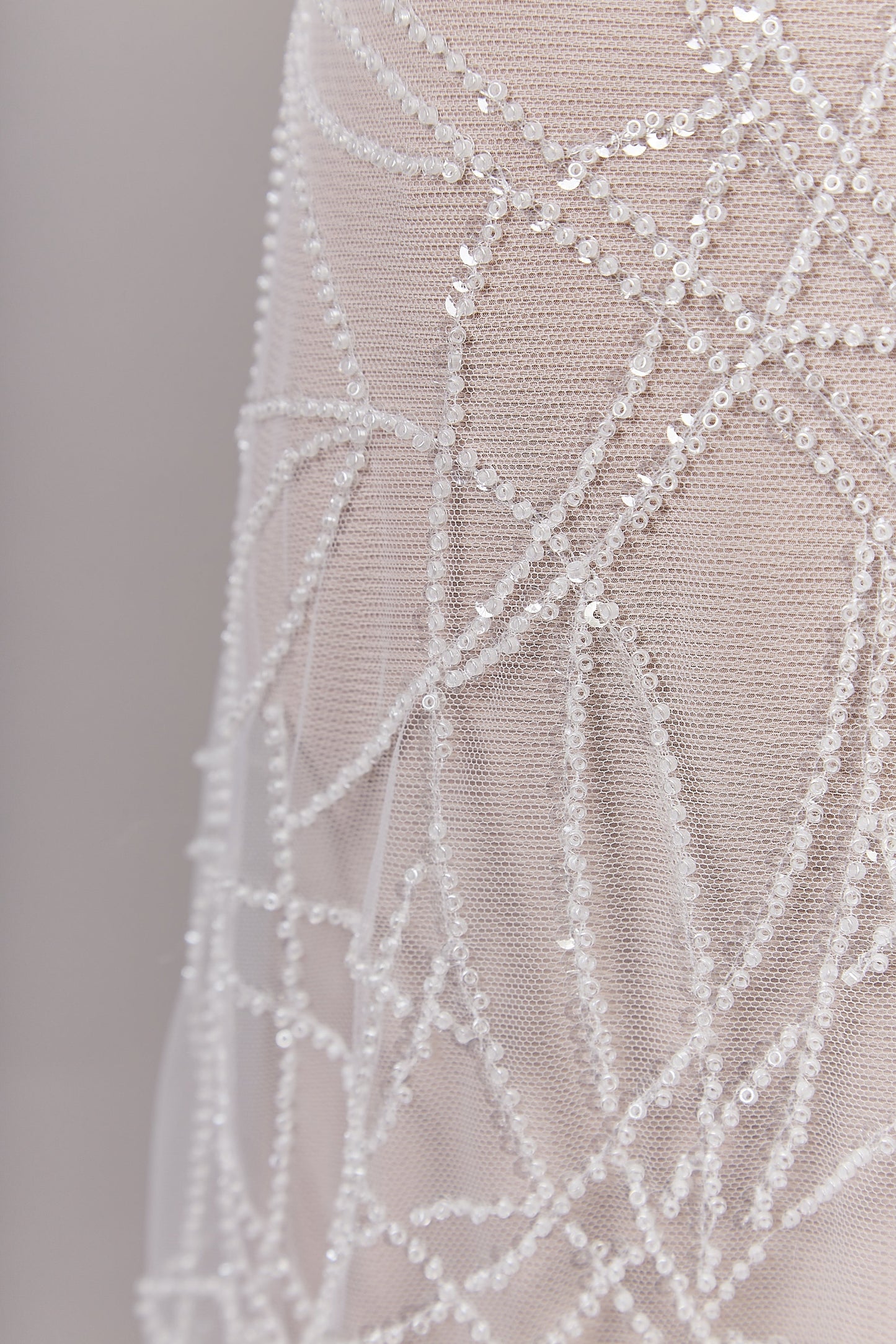 S0646 EMBROIDERY TULLE WITH WHITE BEADS