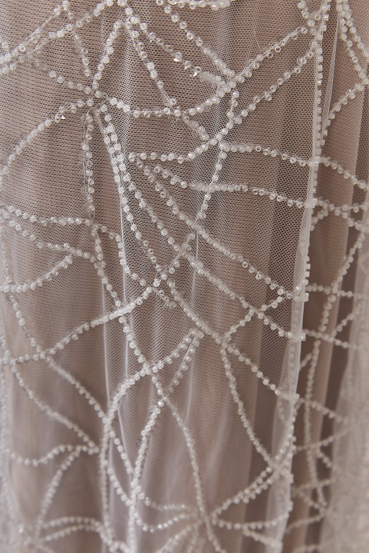 S0646 EMBROIDERY TULLE WITH WHITE BEADS