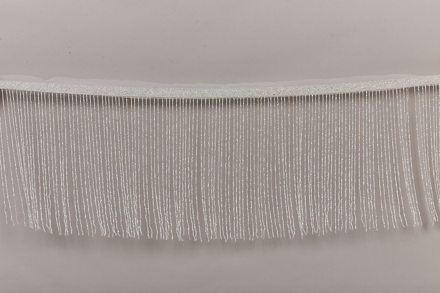 S0647 EMBROIDERY FRINGE TRIM WITH WHITE BEADS