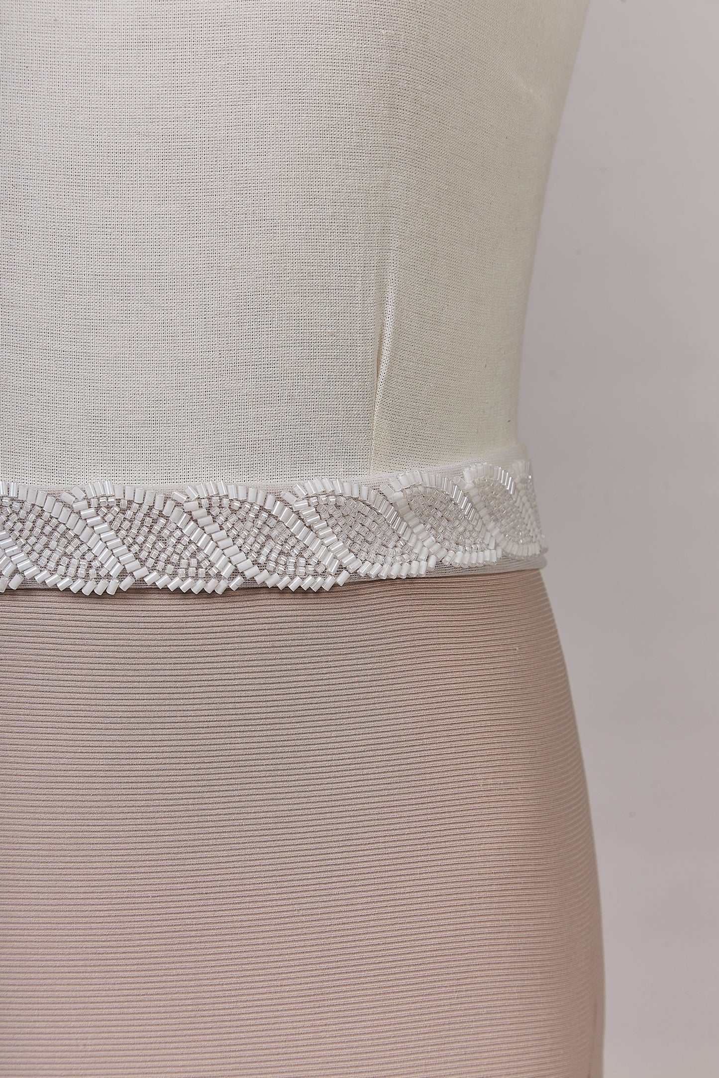 S0653 BEADED TRIM WITH OF WITHE BEADS