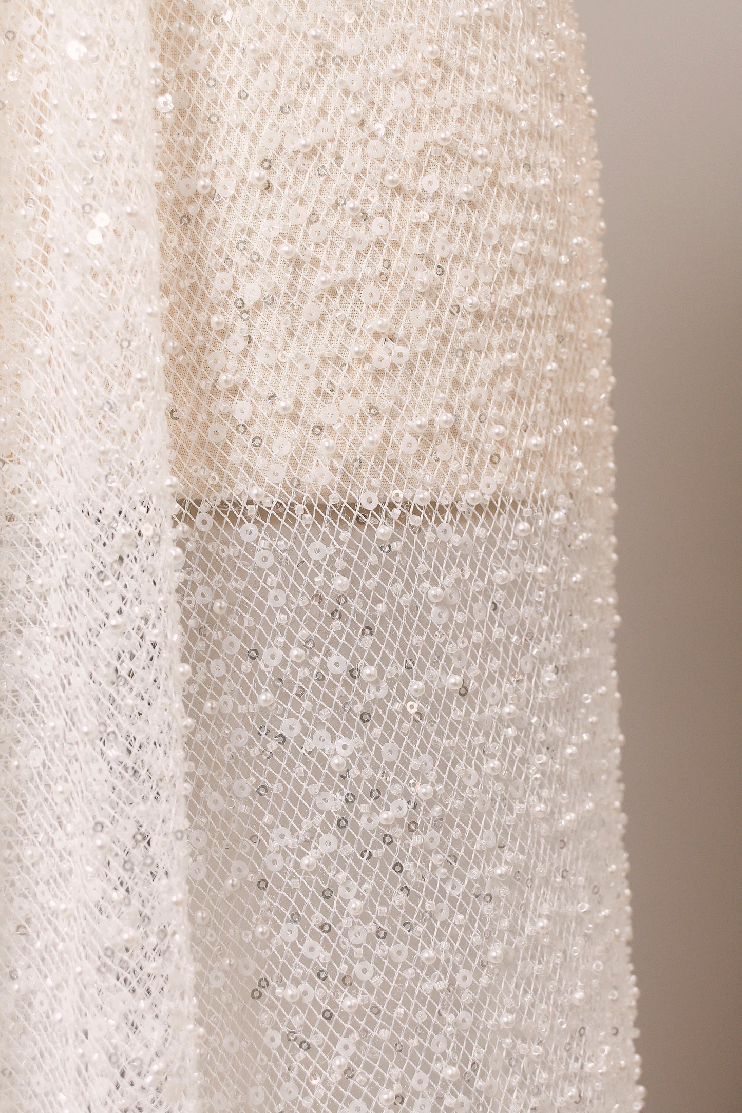 S0517 EMBROIDERY NET WITH SEQUINS, PEARLS AND BEADS
