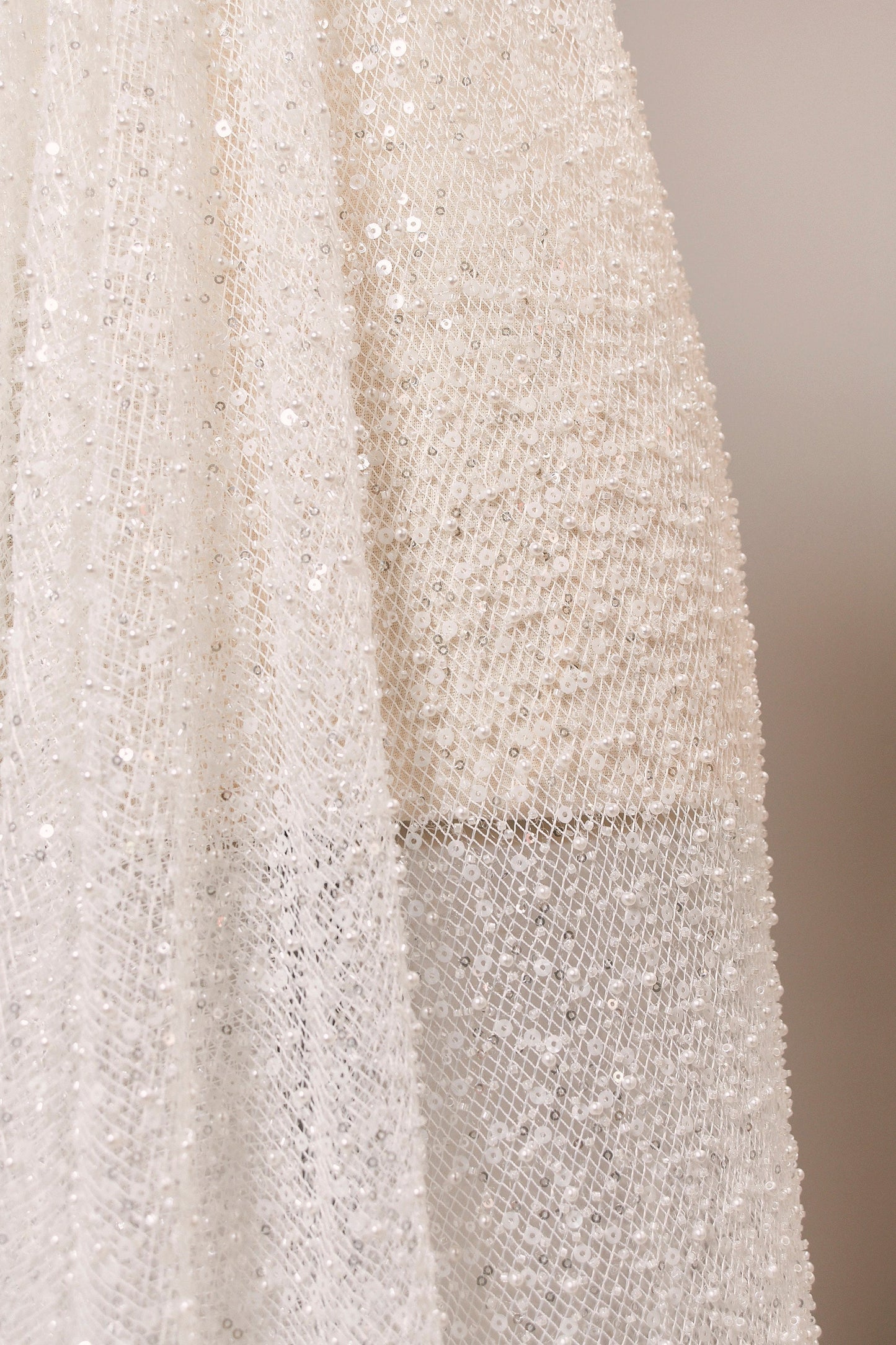 S0517 EMBROIDERY NET WITH SEQUINS, PEARLS AND BEADS