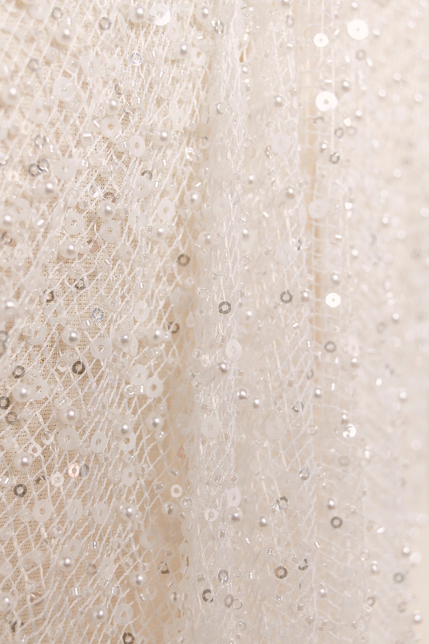 S0517 EMBROIDERY NET WITH SEQUINS, PEARLS AND BEADS
