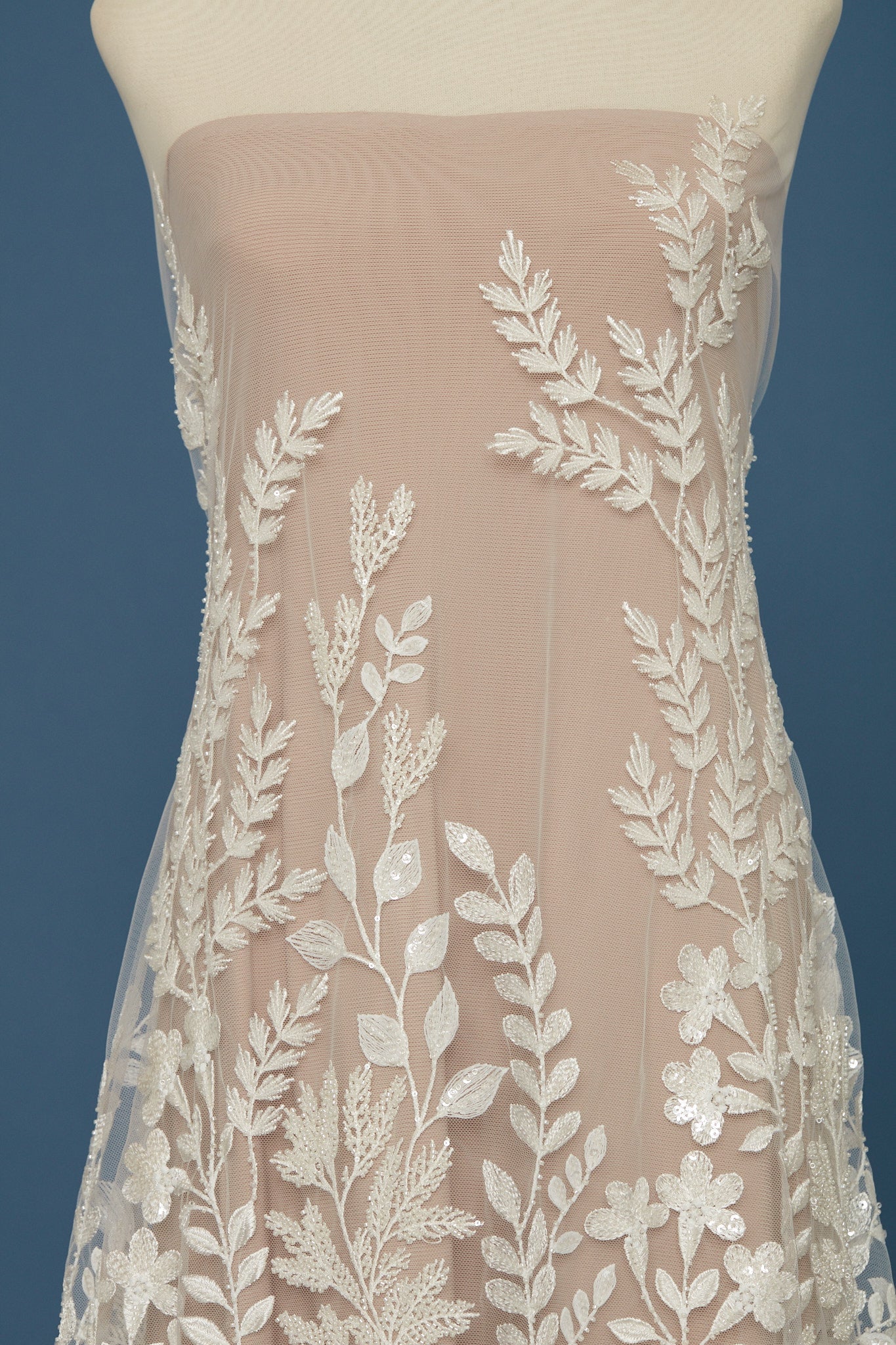 S0399 EMBROIDERY TULLE WITH BEADS AND SEQUINS