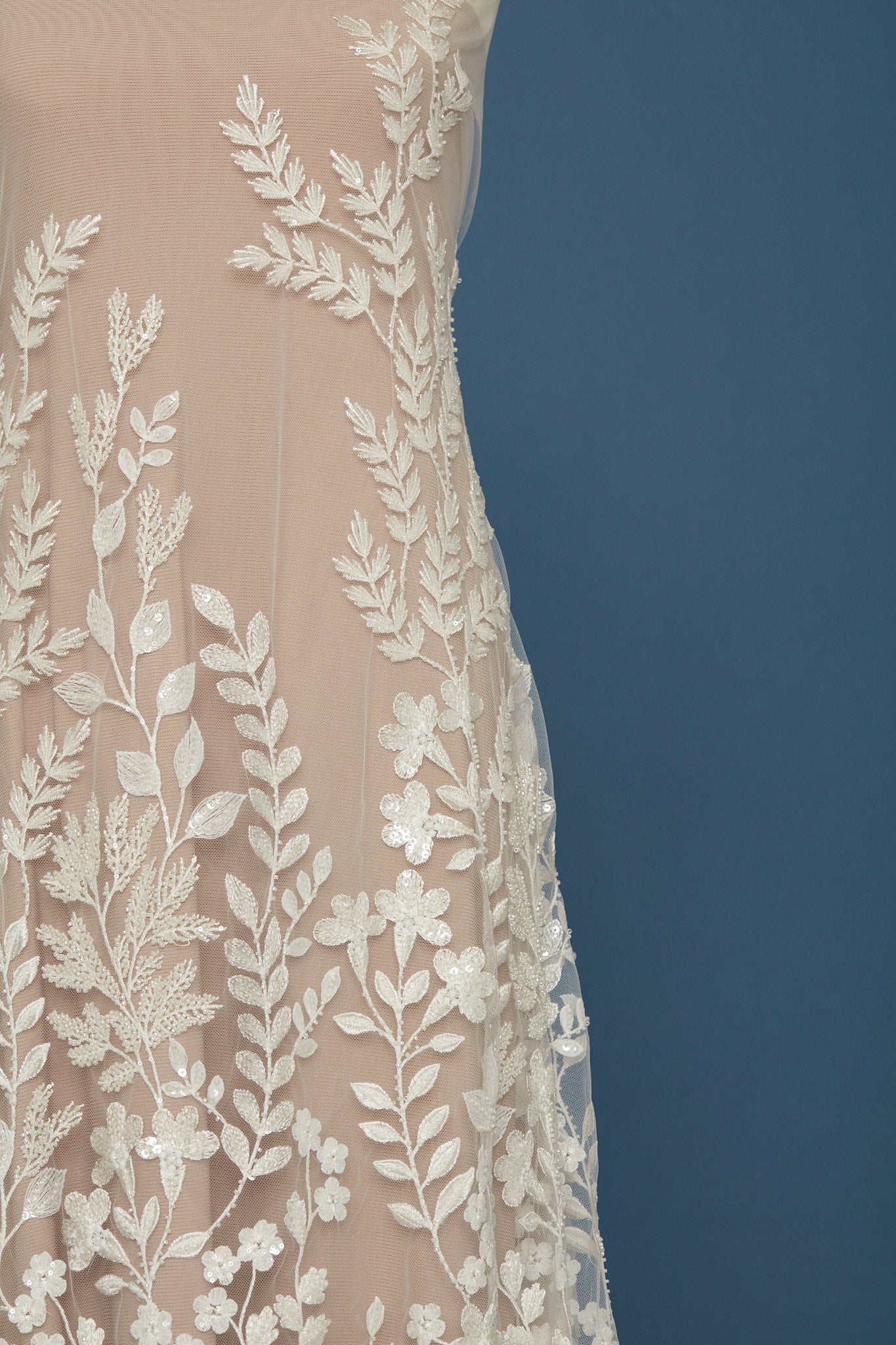 S0399 EMBROIDERY TULLE WITH BEADS AND SEQUINS