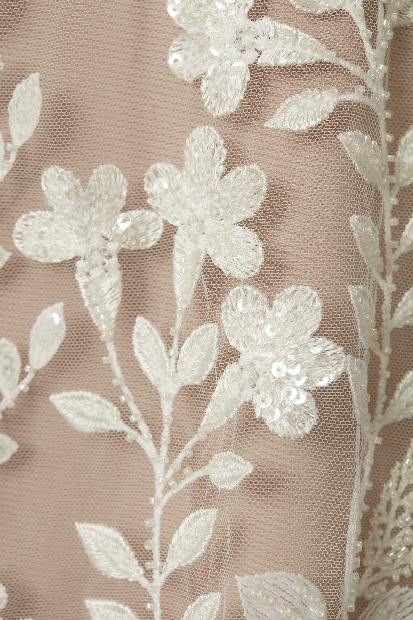S0399 EMBROIDERY TULLE WITH BEADS AND SEQUINS