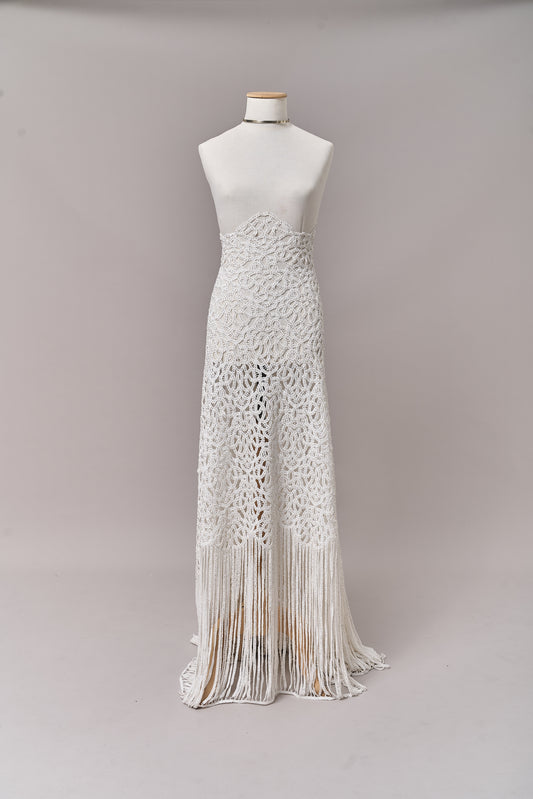 S0713 EMBROIDERED COTTON GUIPIURE WITH BEADS