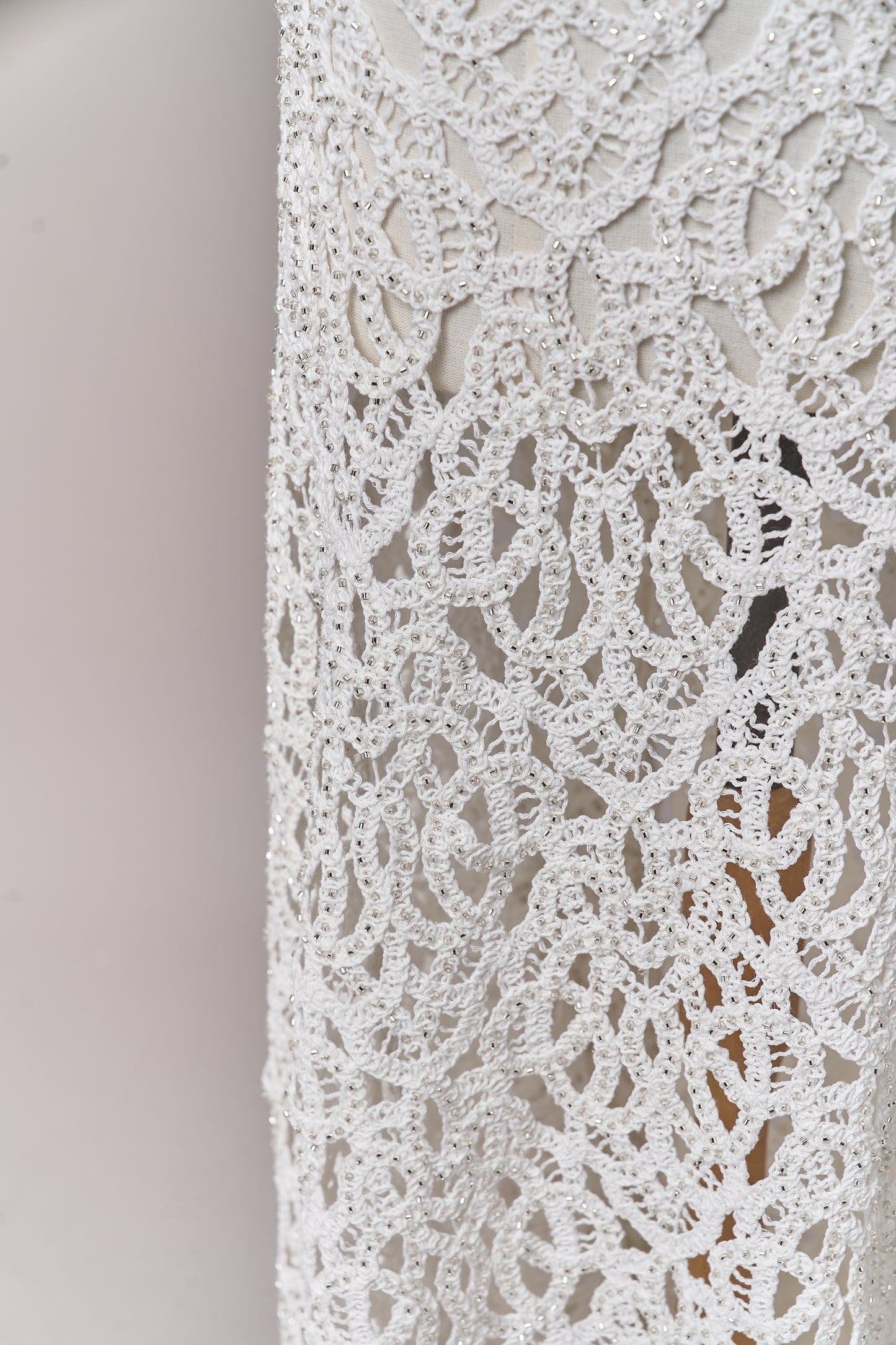 S0713 EMBROIDERED COTTON GUIPIURE WITH BEADS