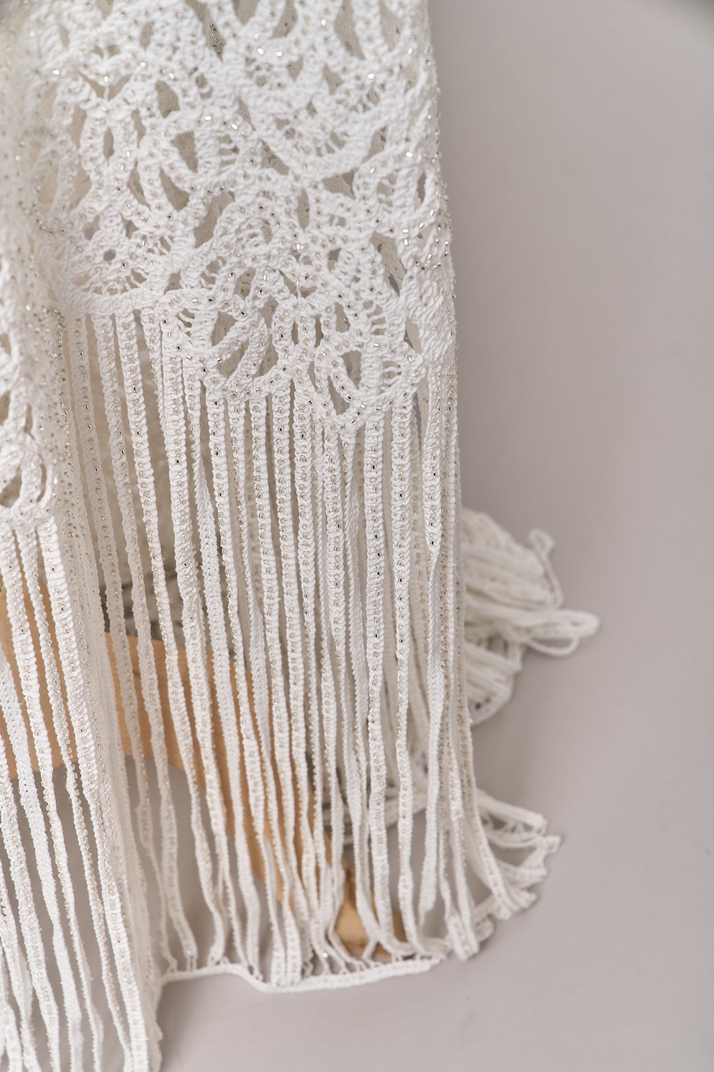 S0713 EMBROIDERED COTTON GUIPIURE WITH BEADS