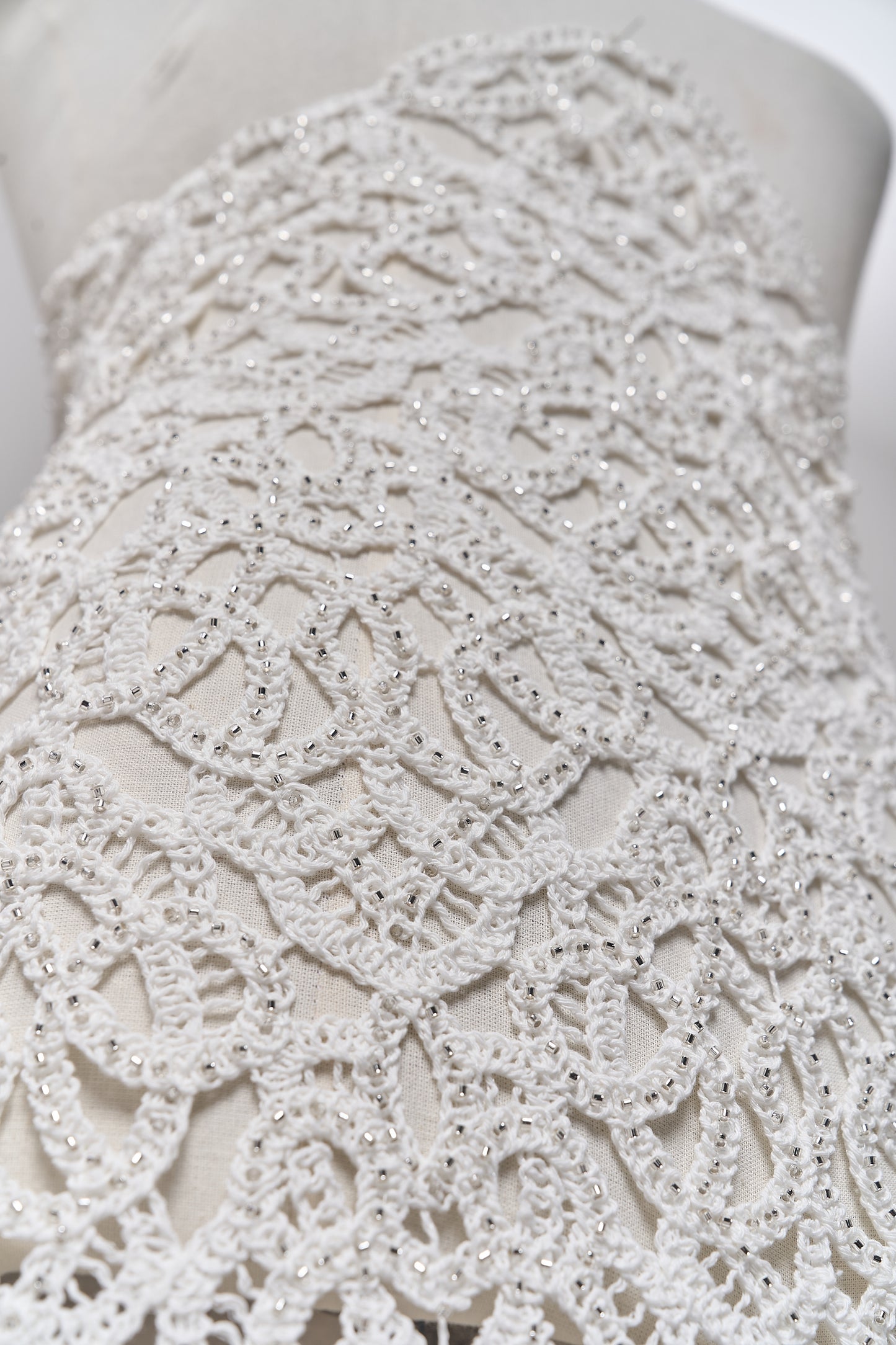 S0713 EMBROIDERED COTTON GUIPIURE WITH BEADS