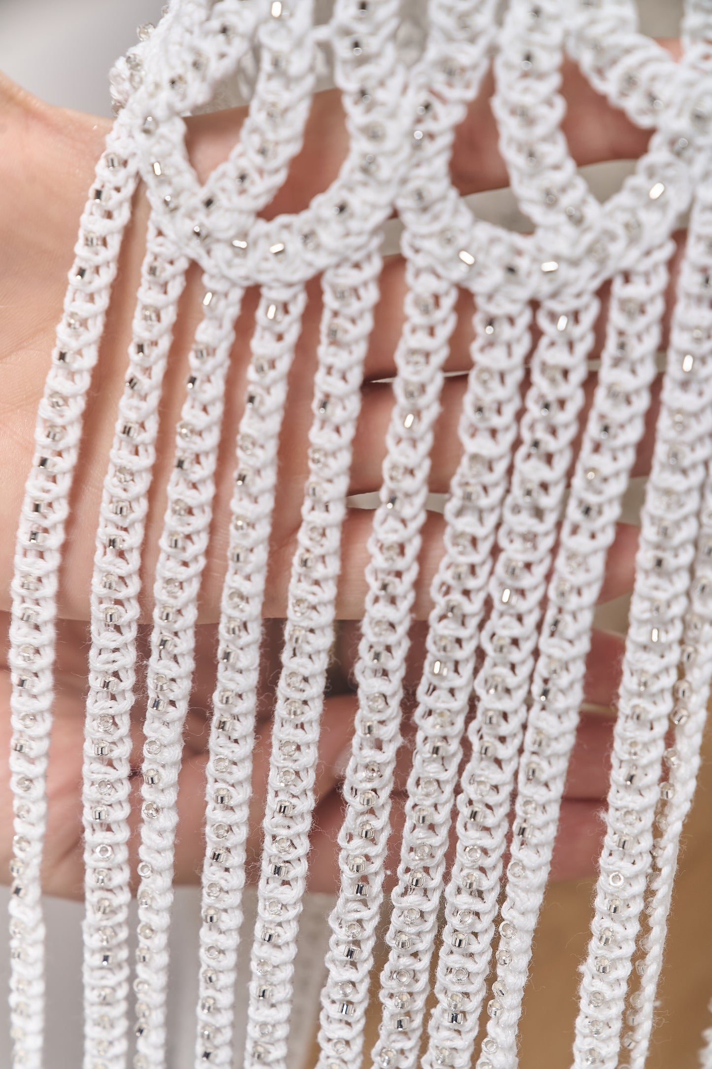 S0713 EMBROIDERED COTTON GUIPIURE WITH BEADS