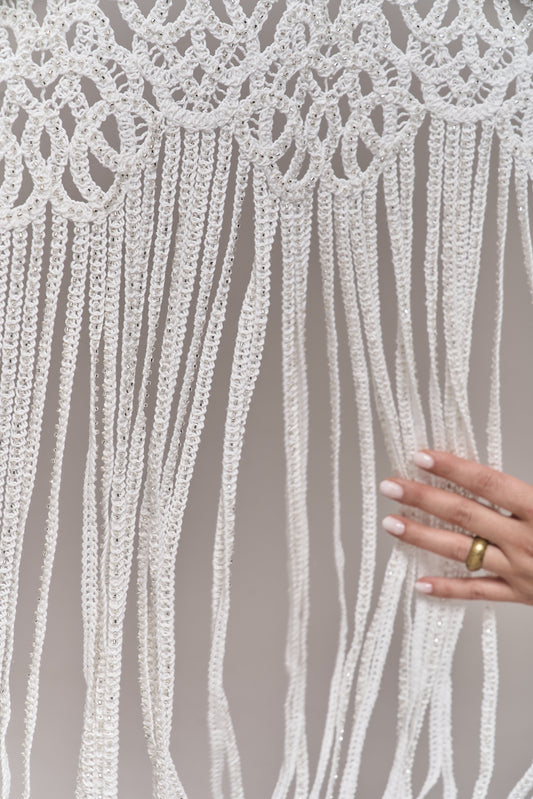 S0713 EMBROIDERED COTTON GUIPIURE WITH BEADS