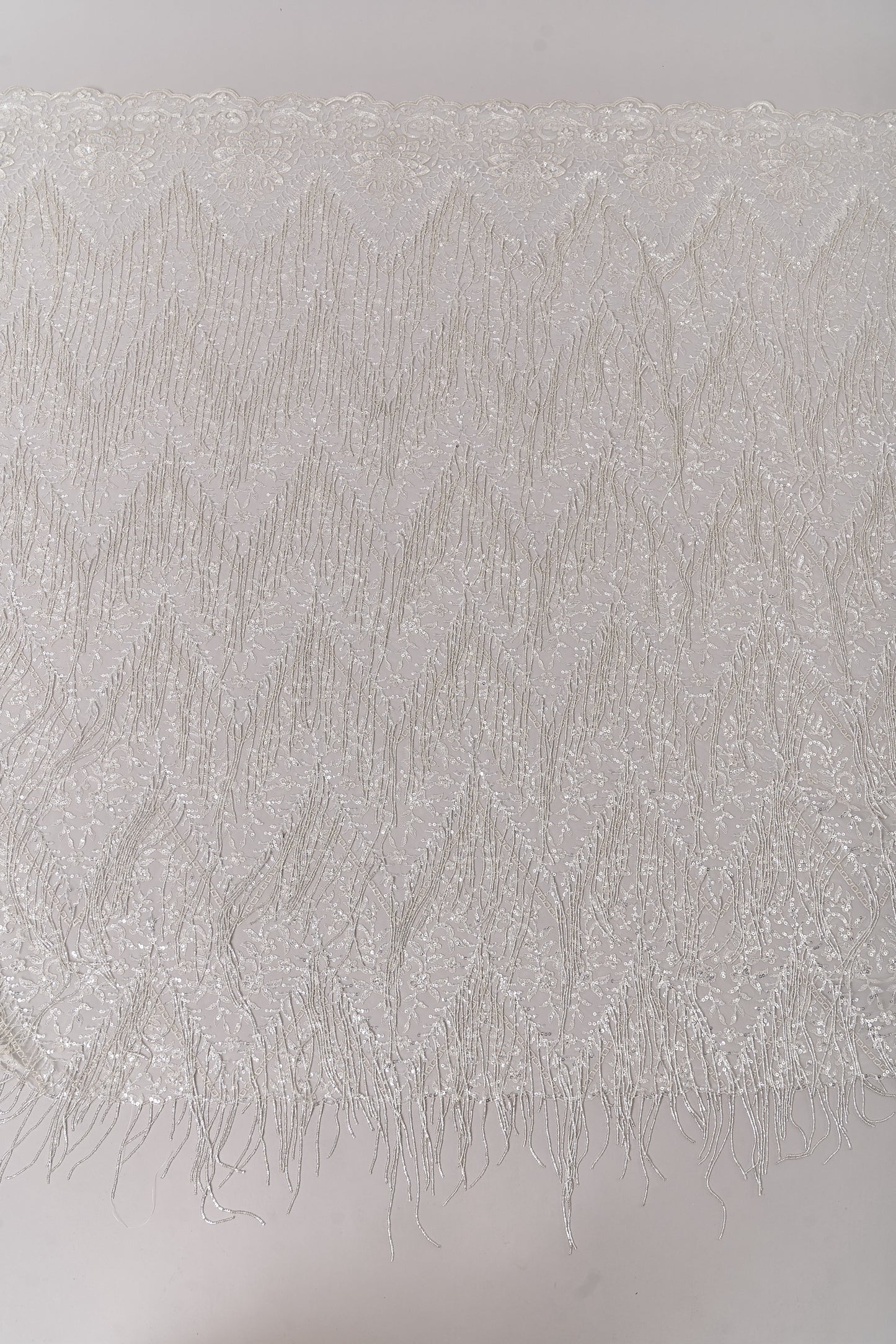 S0676 SILVER - EMBROIDERY TULLE WITH LUREX, BEADS AND SILVER SEQUINS