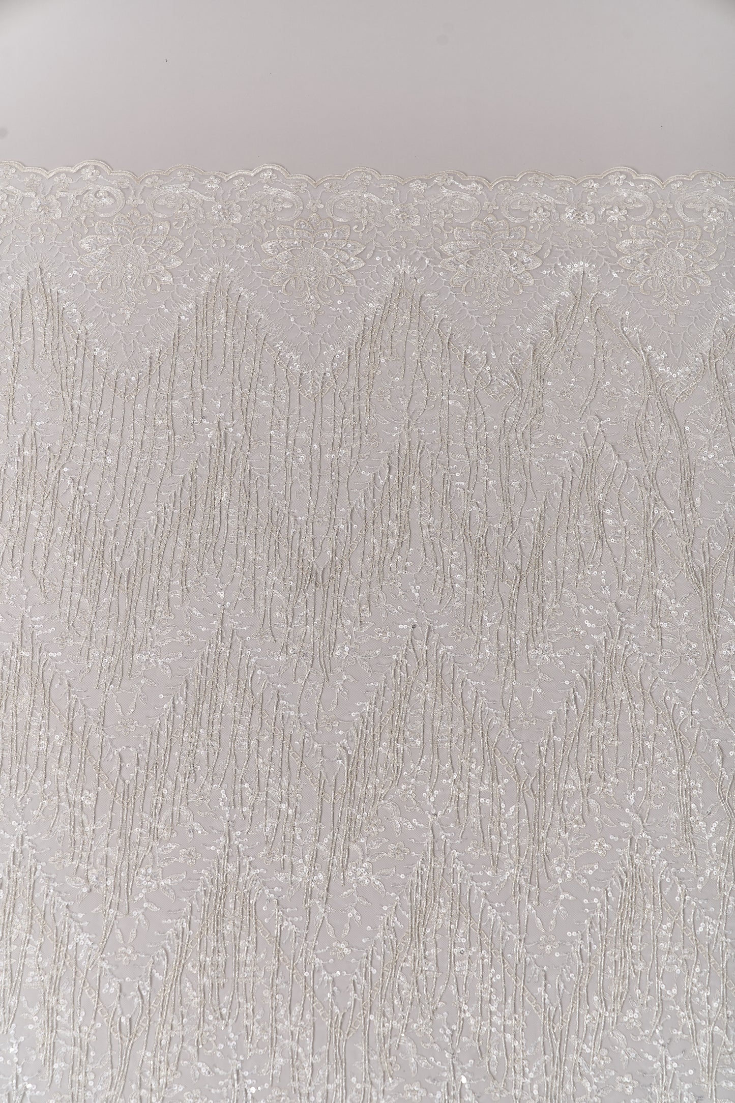 S0676 SILVER - EMBROIDERY TULLE WITH LUREX, BEADS AND SILVER SEQUINS