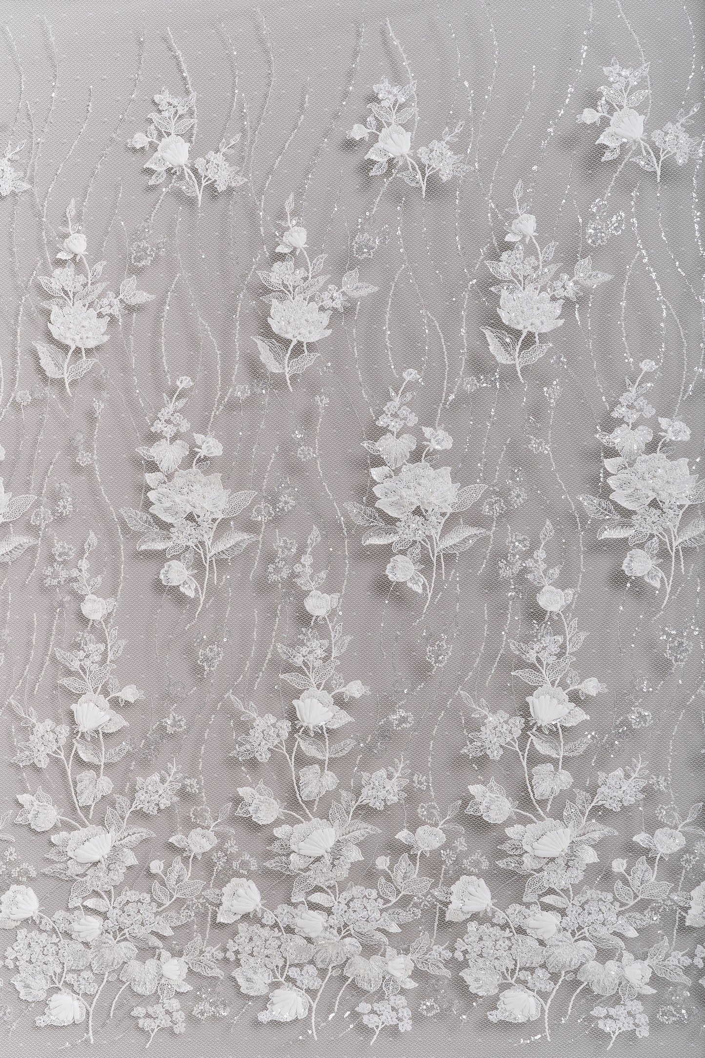 S0684 EMBROIDERY NET WITH 3D CHIFFON FLOWERS