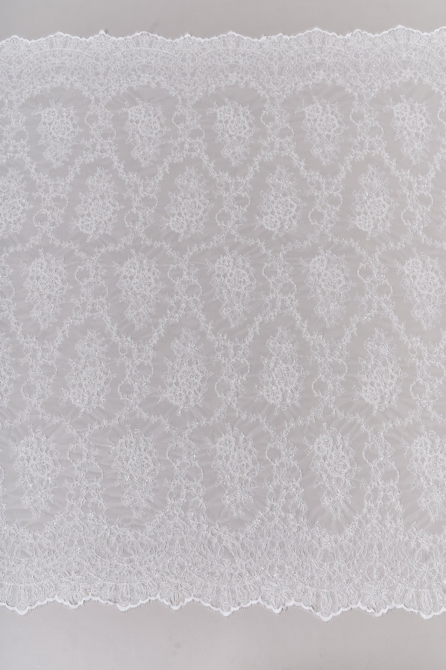S0249 CHANTILLY EMBROIDERY LACE WITH BEADS