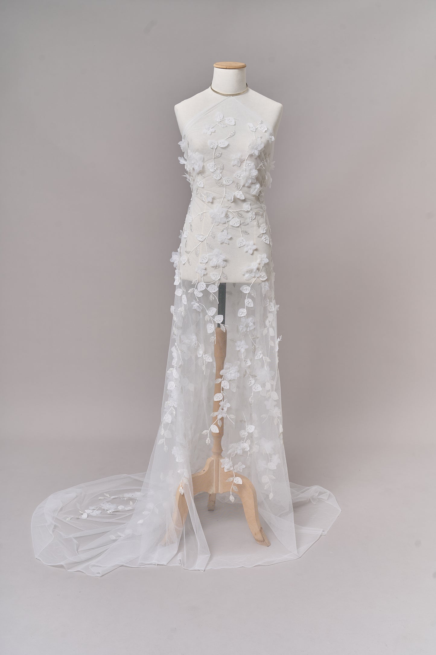 S0699 EMBROIDERY TULLE WITH 3D FLOWERS
