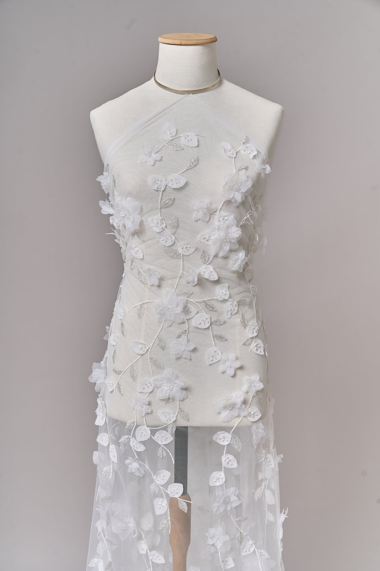 S0699 EMBROIDERY TULLE WITH 3D FLOWERS