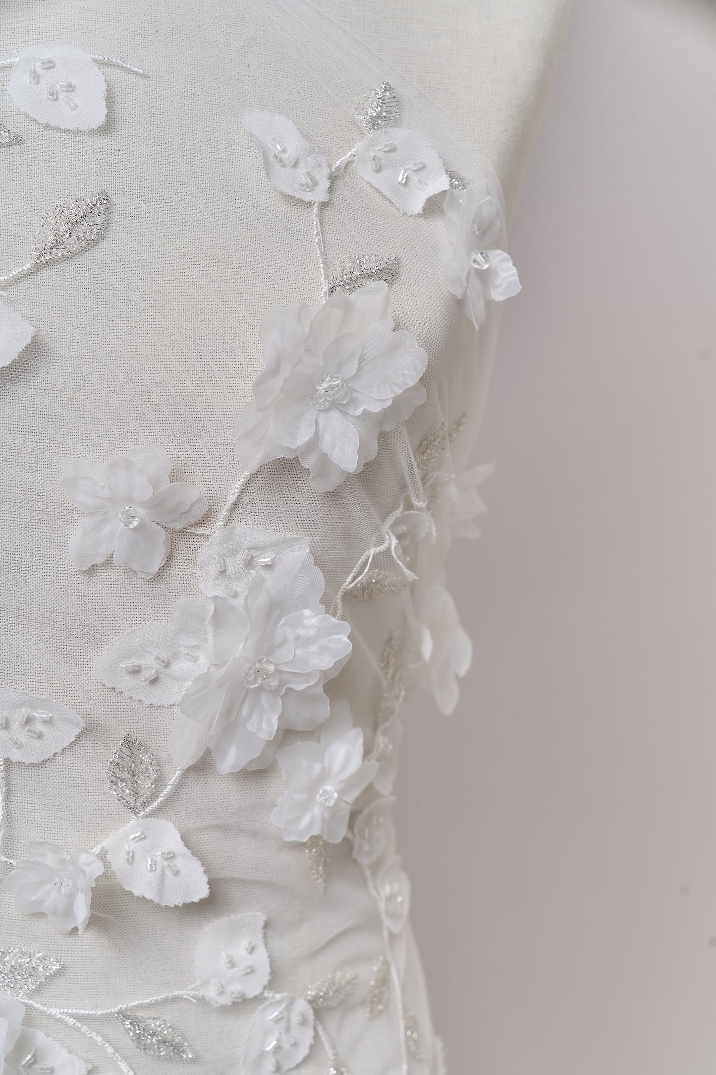 S0699 EMBROIDERY TULLE WITH 3D FLOWERS