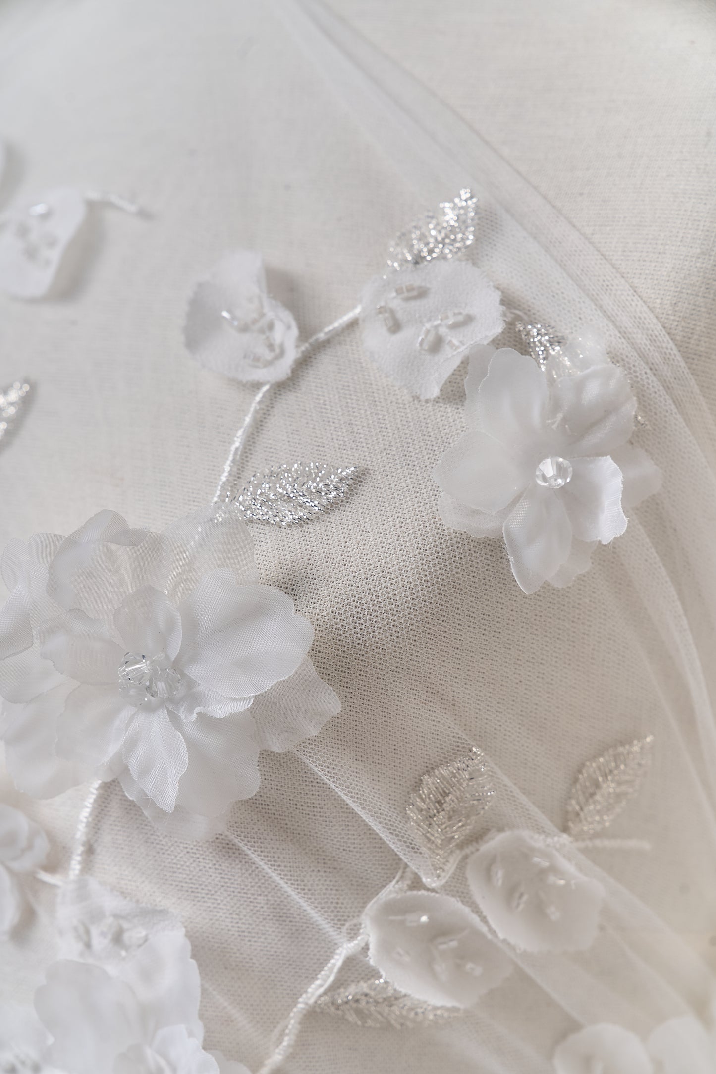 S0699 EMBROIDERY TULLE WITH 3D FLOWERS