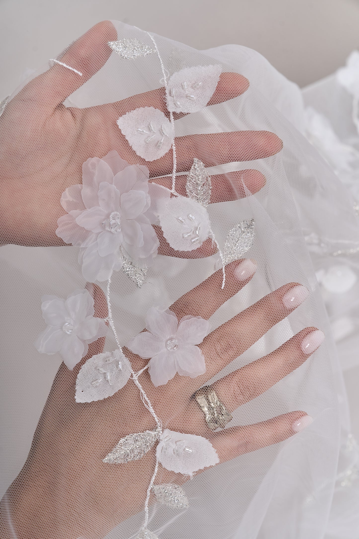 S0699 EMBROIDERY TULLE WITH 3D FLOWERS