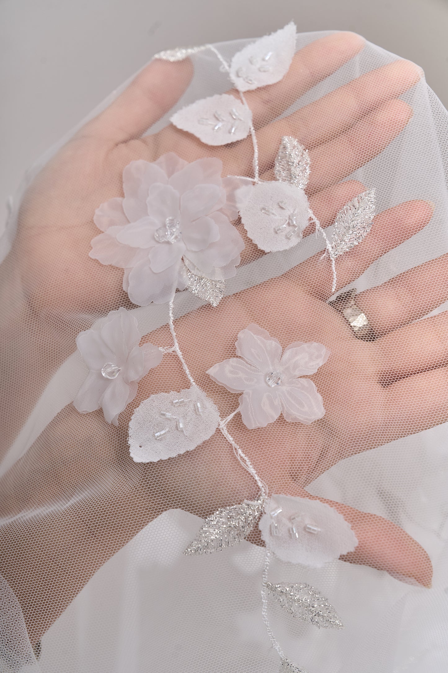 S0699 EMBROIDERY TULLE WITH 3D FLOWERS