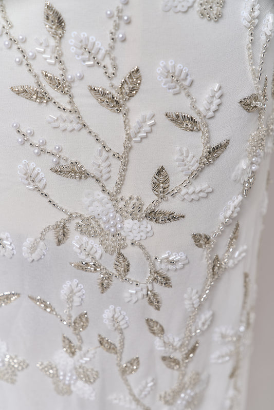 S0710 CHIFFON EMBROIDERY WITH BEADS