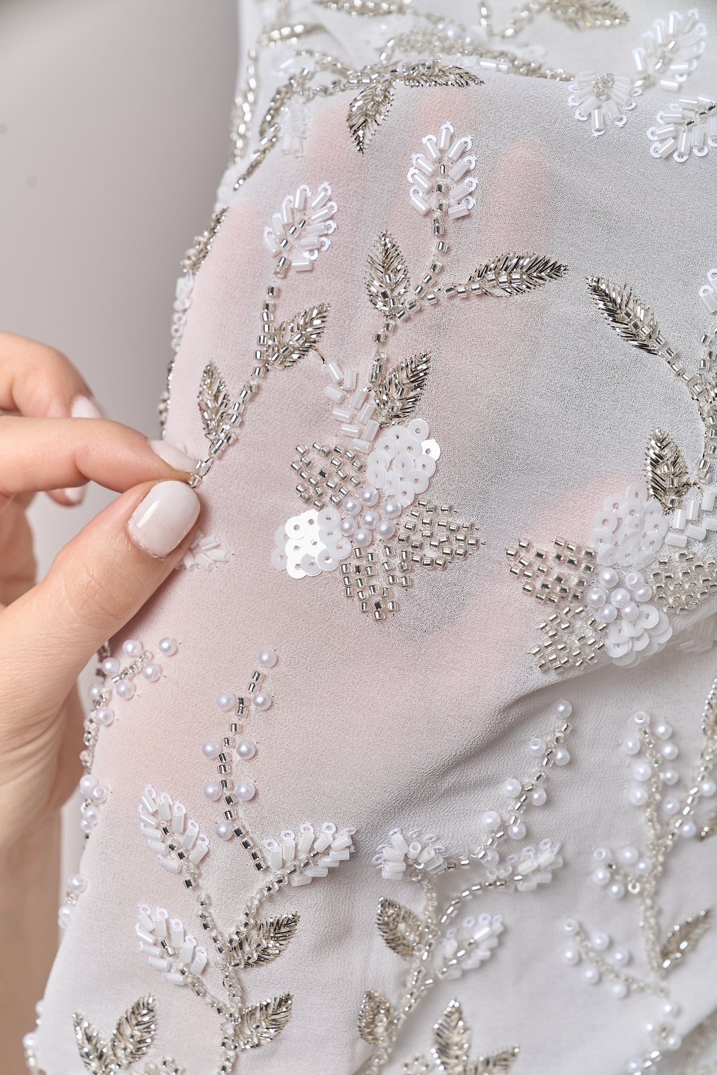S0710 CHIFFON EMBROIDERY WITH BEADS