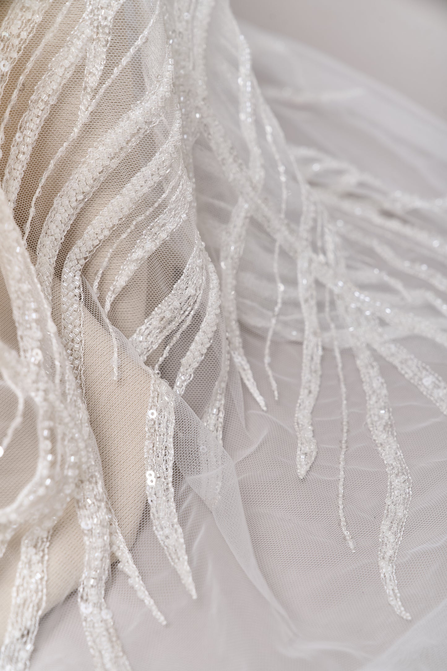 S0693 EMBROIDERY TULLE WITH BEADS