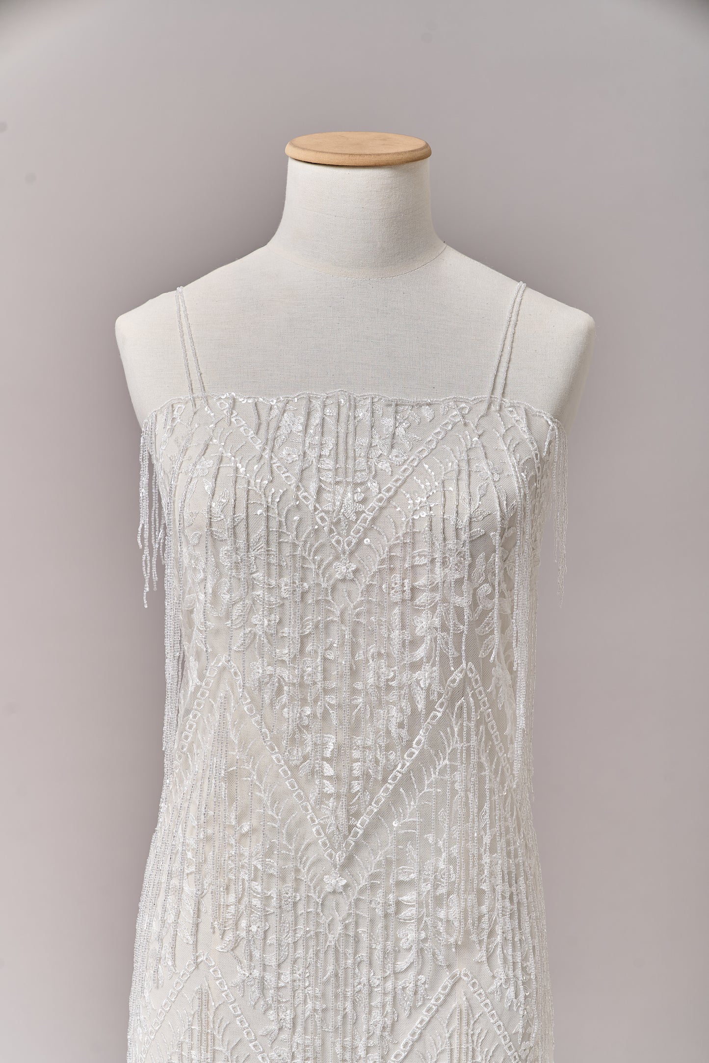 S0676 WHITE - EMBROIDERY TULLE WITH TRANSPARENT BEADS AND SEQUINS