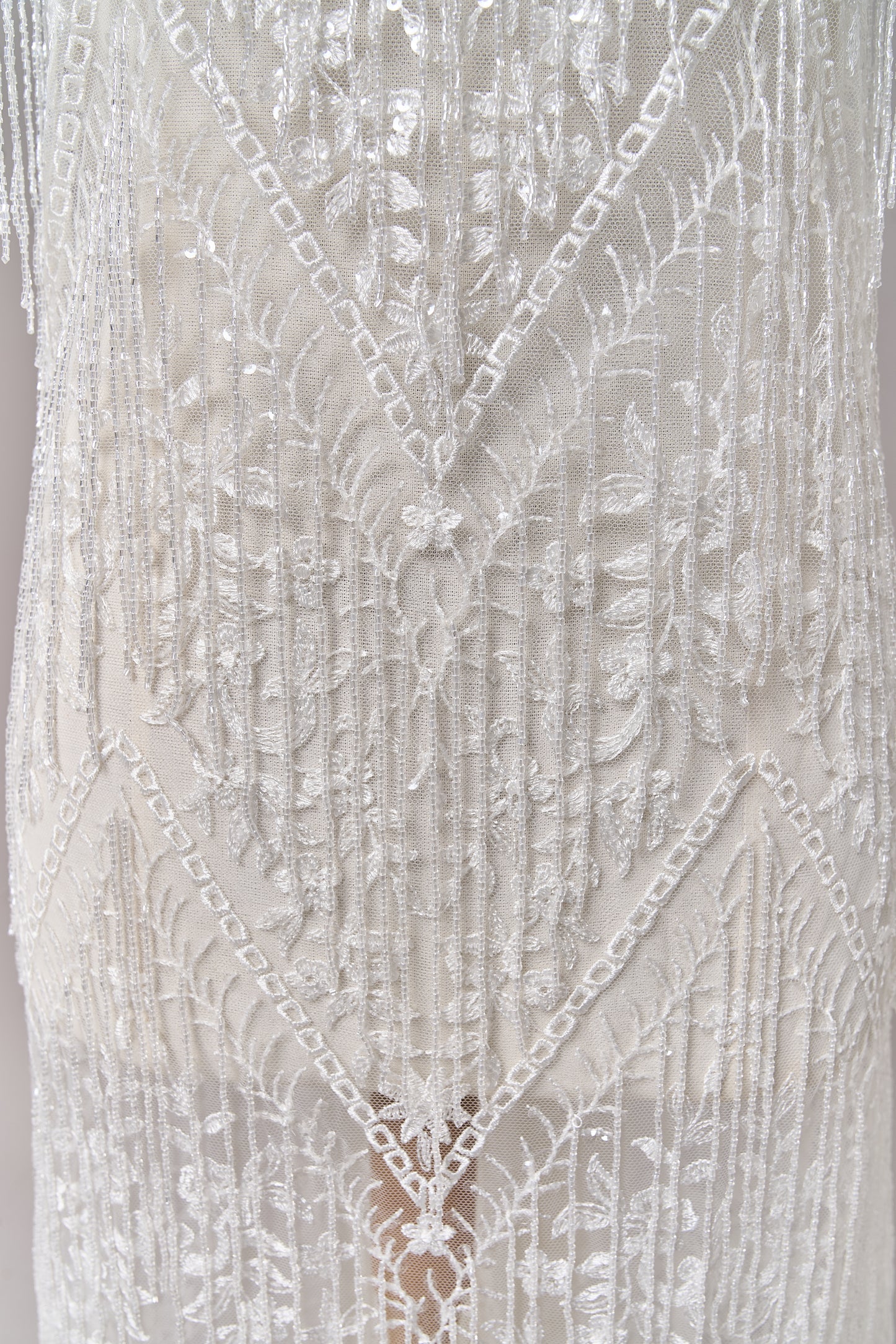 S0676 WHITE - EMBROIDERY TULLE WITH TRANSPARENT BEADS AND SEQUINS