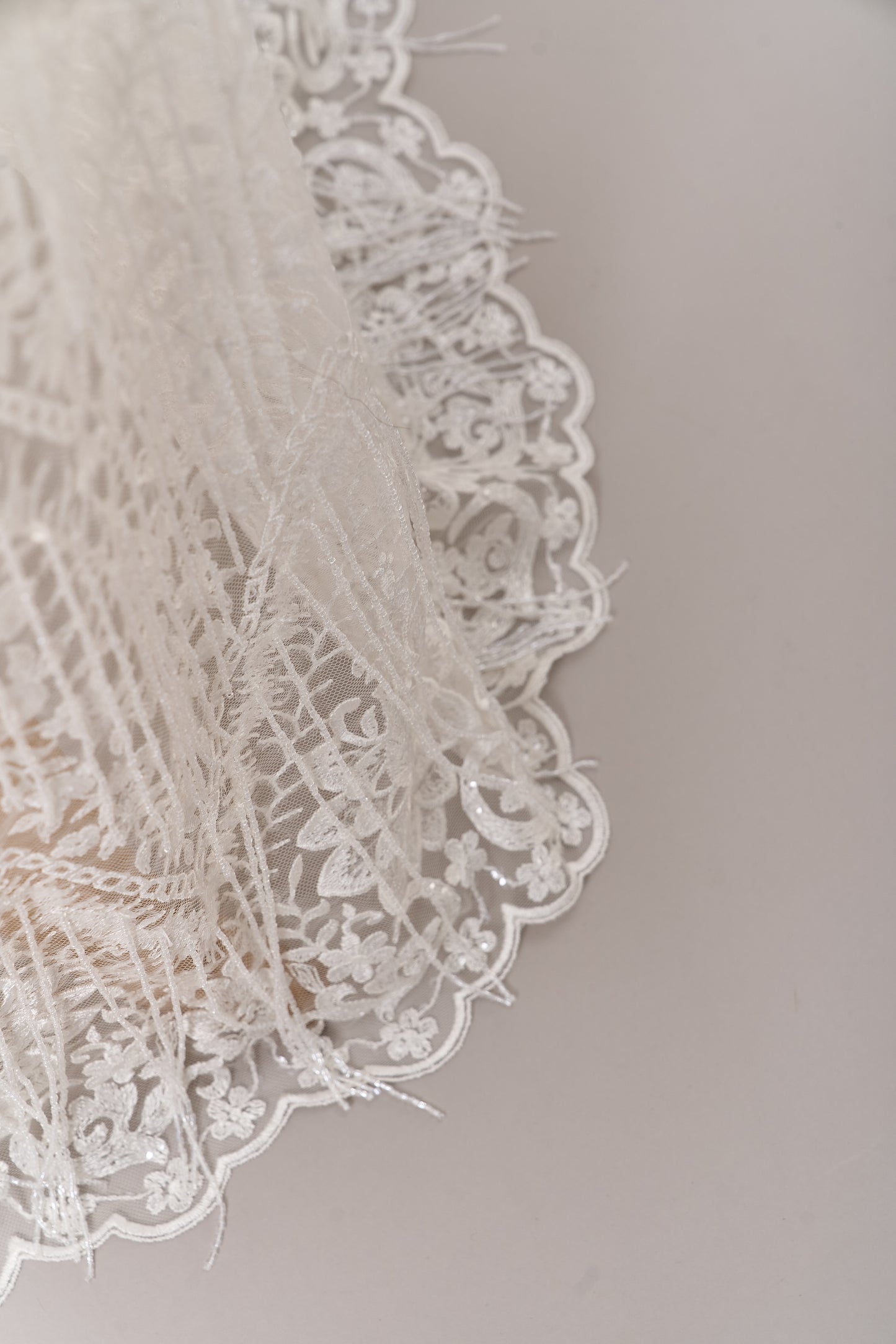 S0676 WHITE - EMBROIDERY TULLE WITH TRANSPARENT BEADS AND SEQUINS