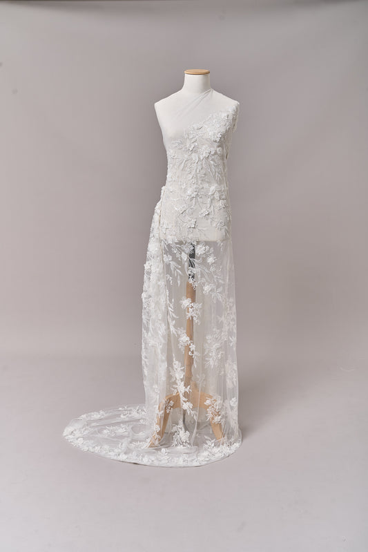 S0683 - EMBROIDERY TULLE WITH 3D FLOWERS